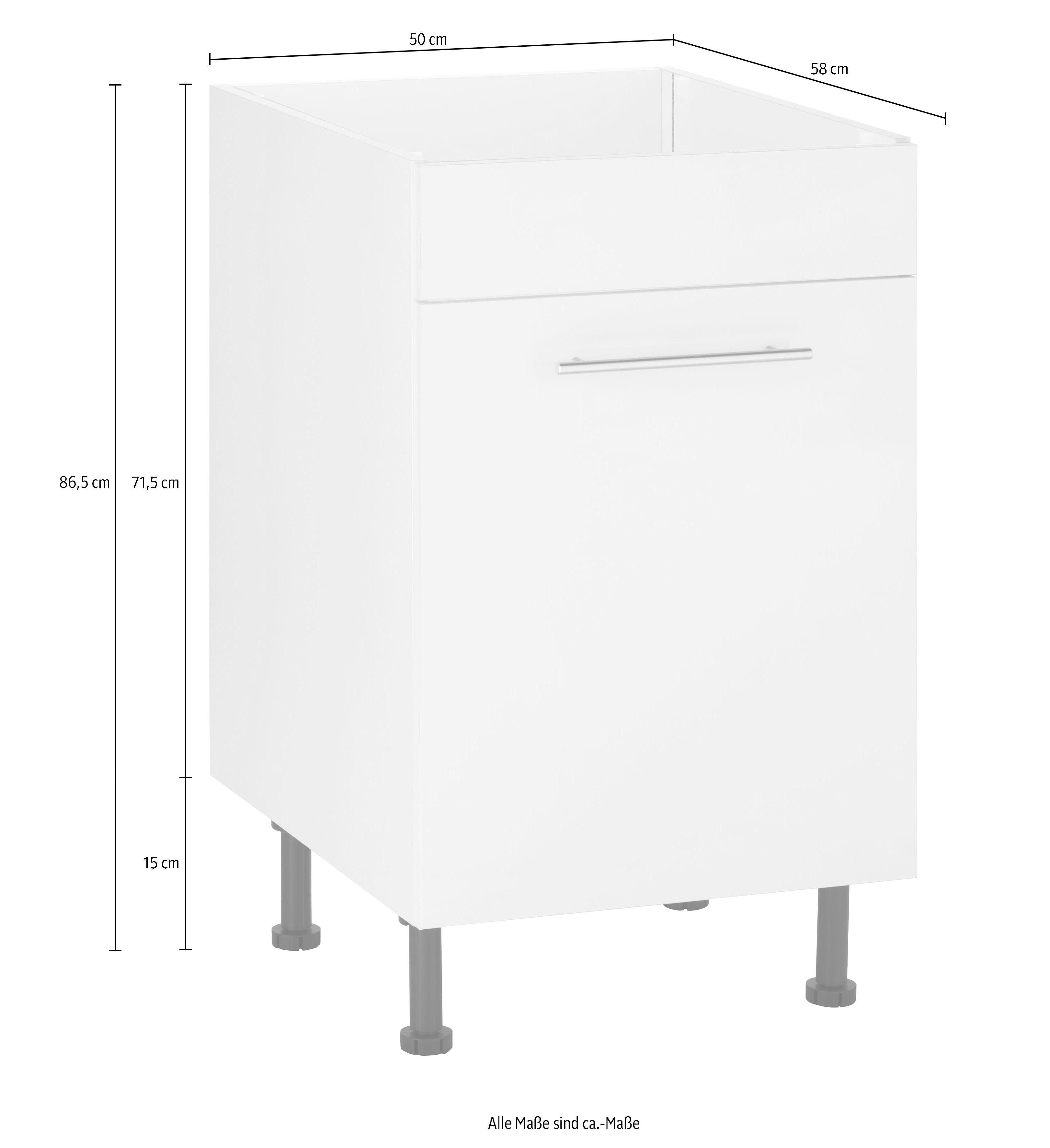 wiho Küchen Gootsteenkast Ela Breedte 50 cm, in hoogte verstelbare poten