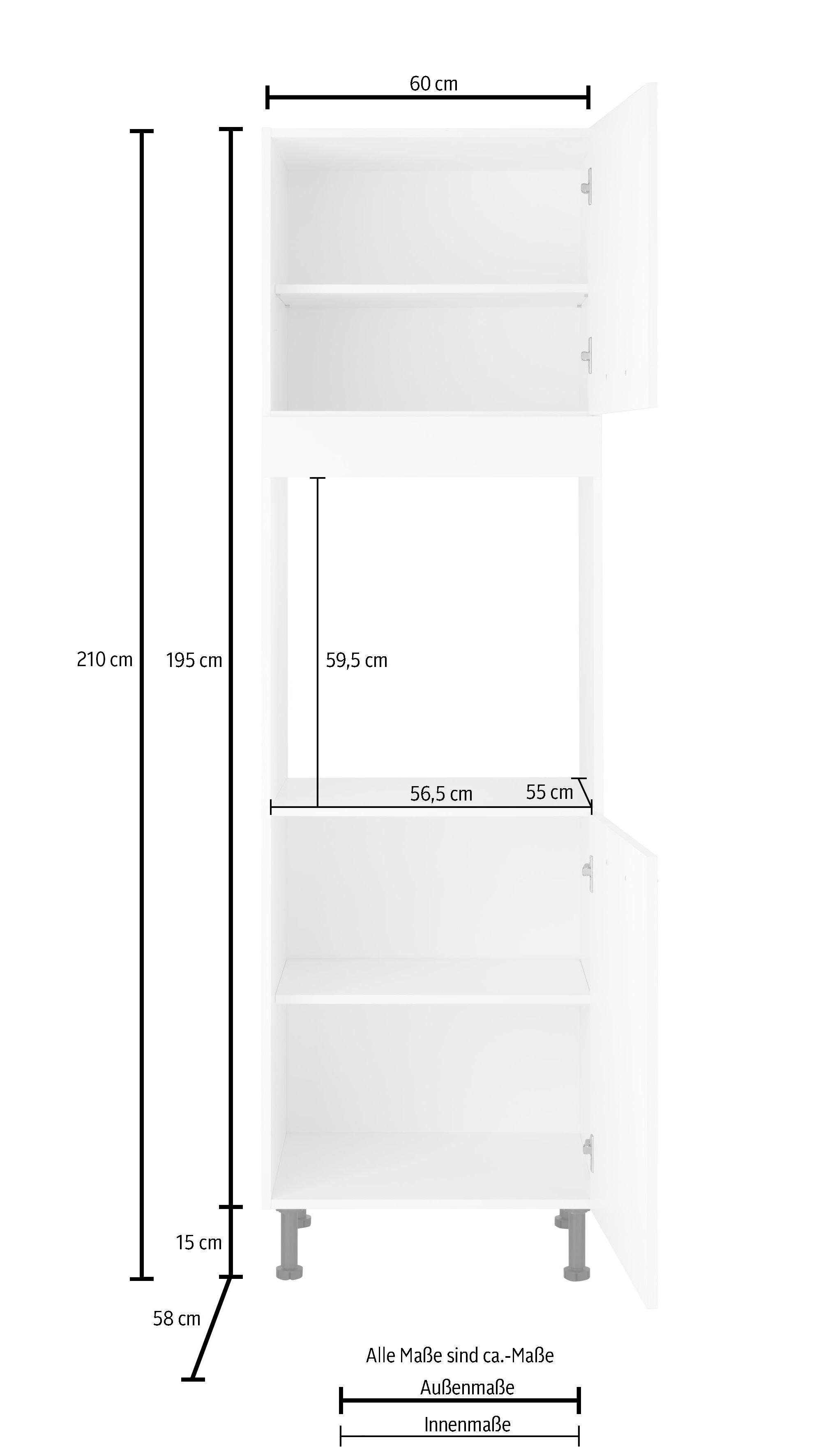 wiho Küchen Ovenombouwkast Ela 60 cm breed, in hoogte verstelbare poten