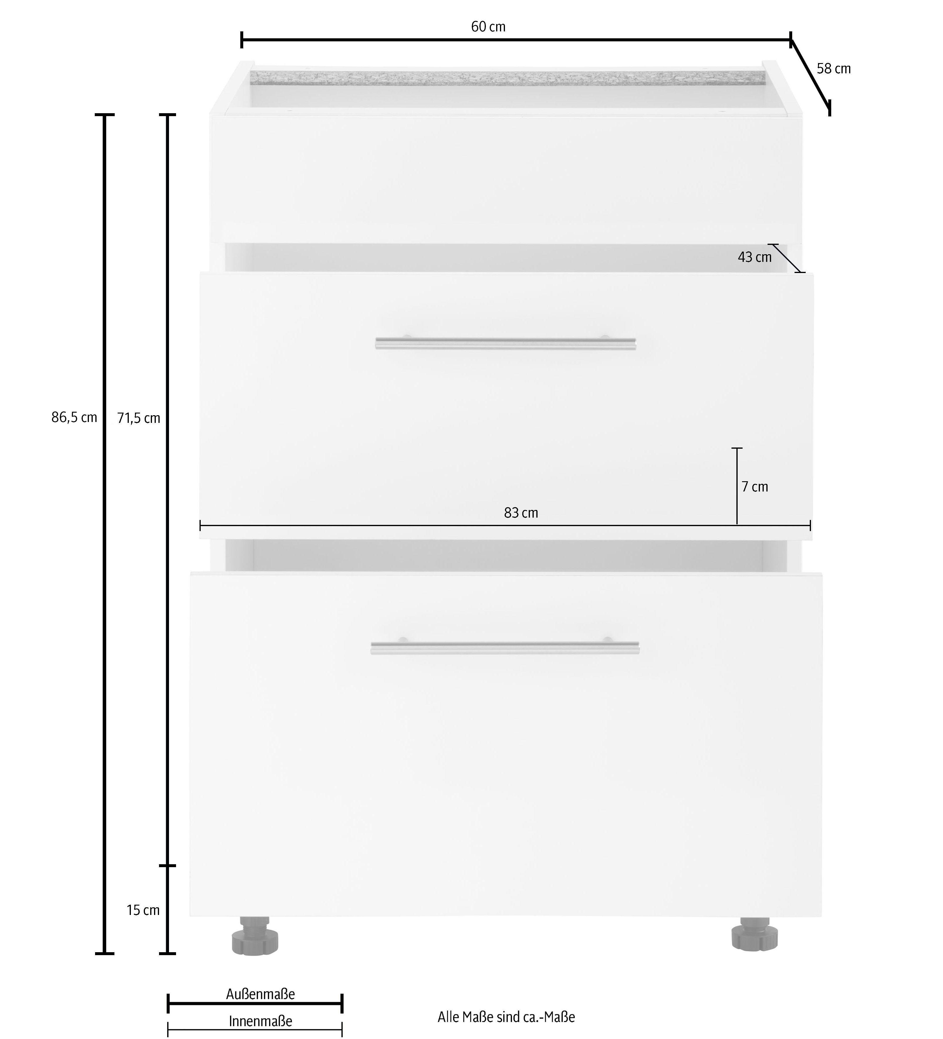 wiho Küchen Ombouwkast voor fornuis Ela 60 cm breed, met soft-closefunctie