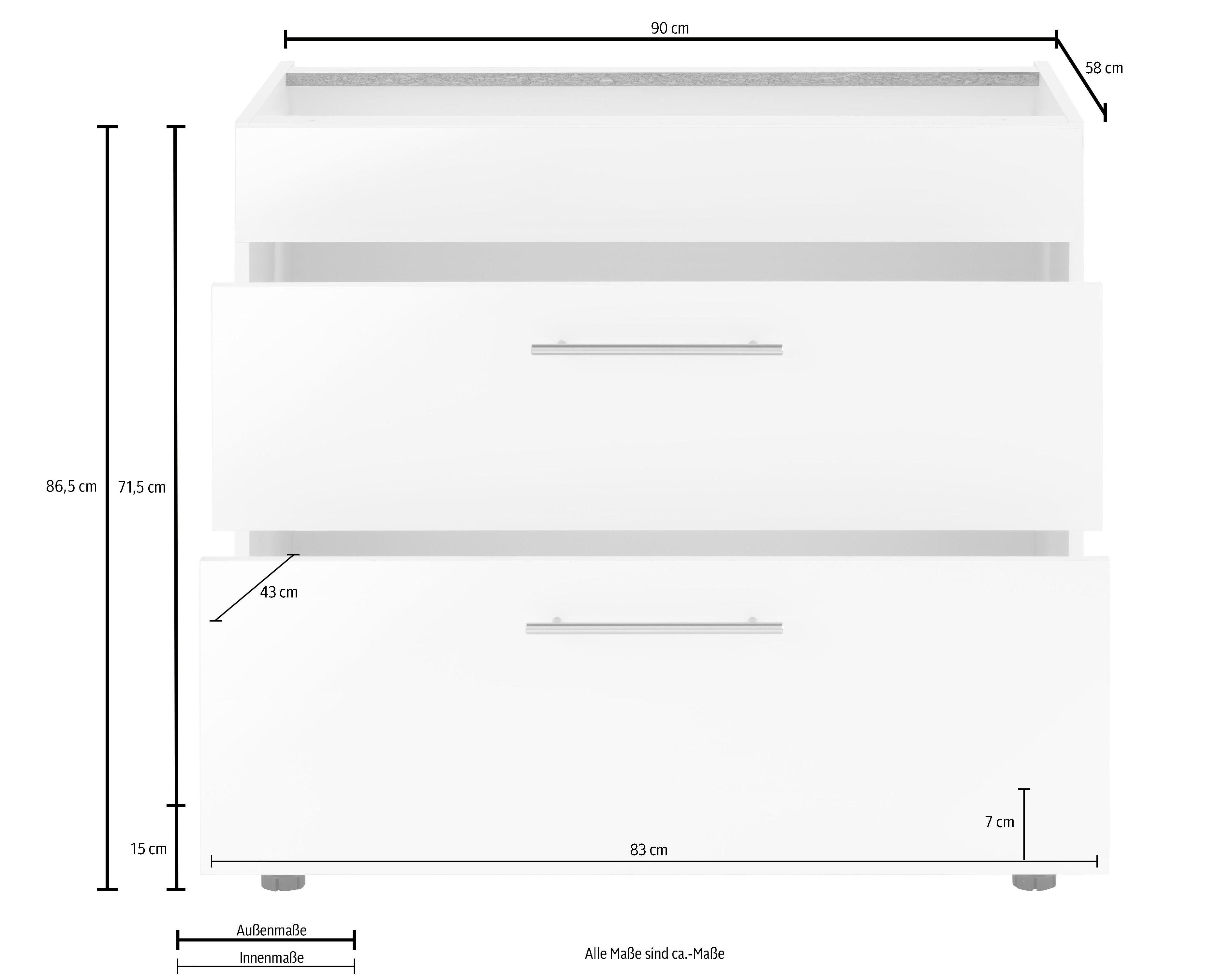 wiho Küchen Ombouwkast voor fornuis Ela 90 cm breed, met soft-closefunctie