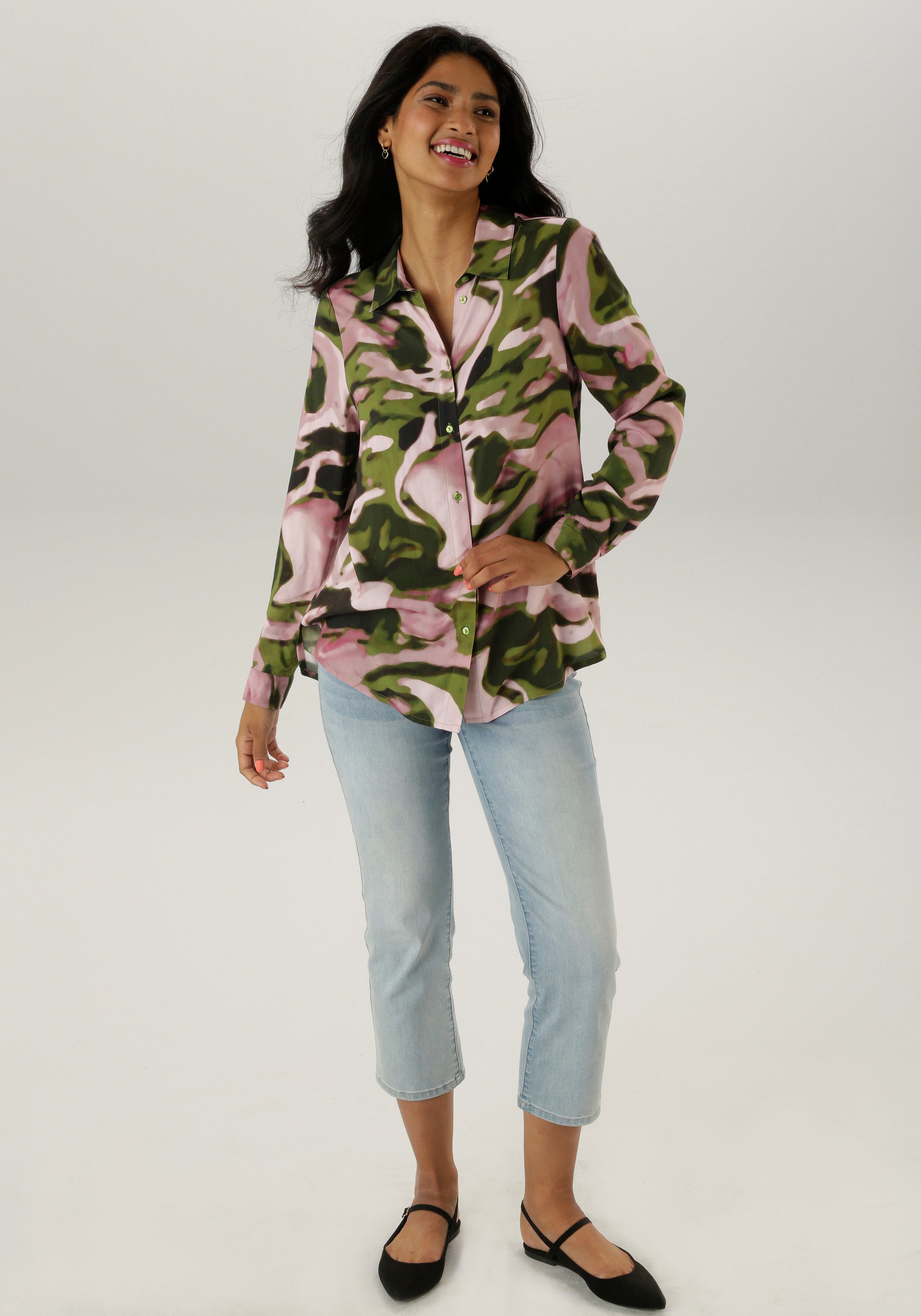 Aniston SELECTED Overhemdblouse met trendy en extravagante kleurverloop - nieuwe collectie
