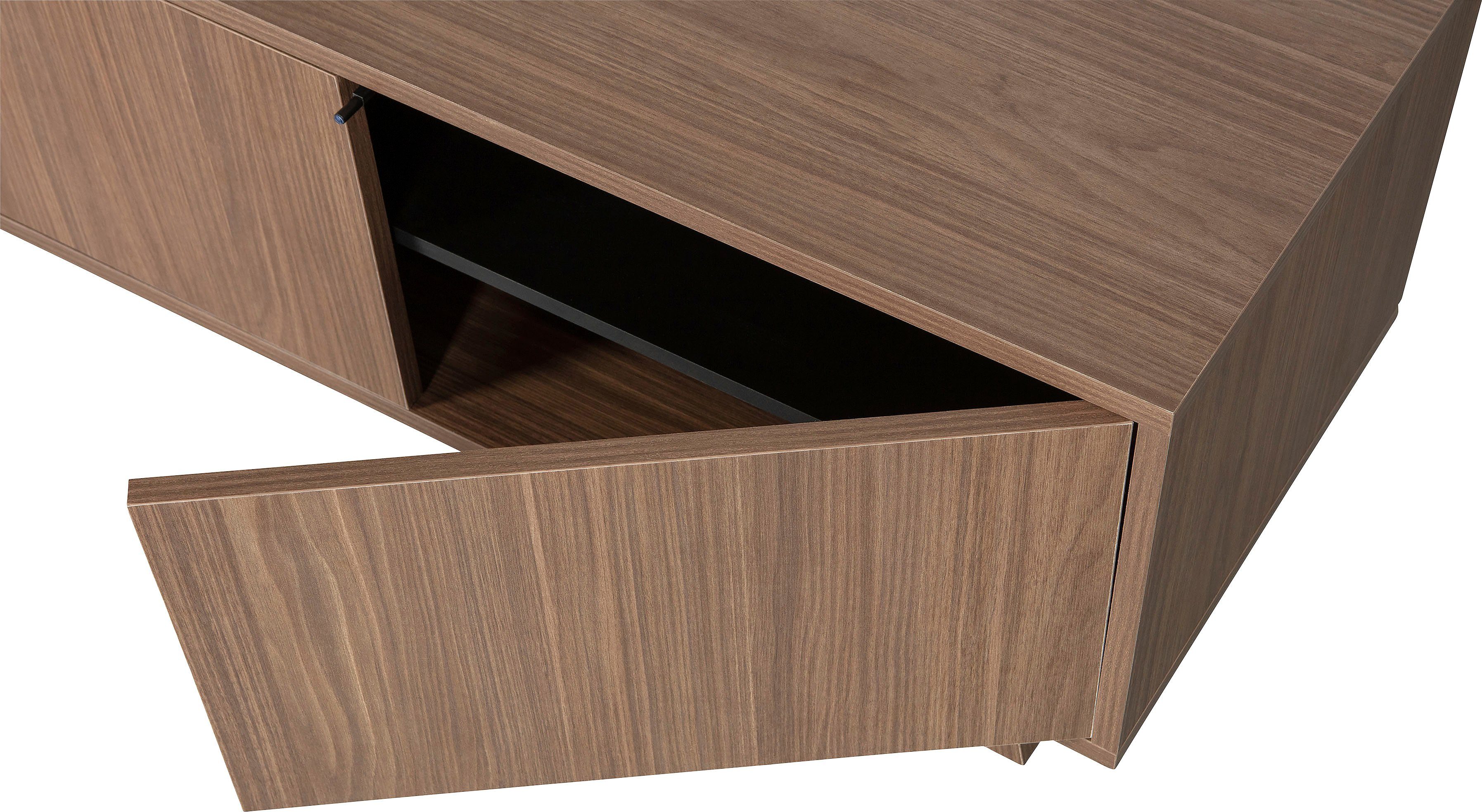 WOOOD Tv-meubel Seppe TV-dressoir Walnootfineer met duidelijk zichtbare nerf, H 42 cm x B 160 cm