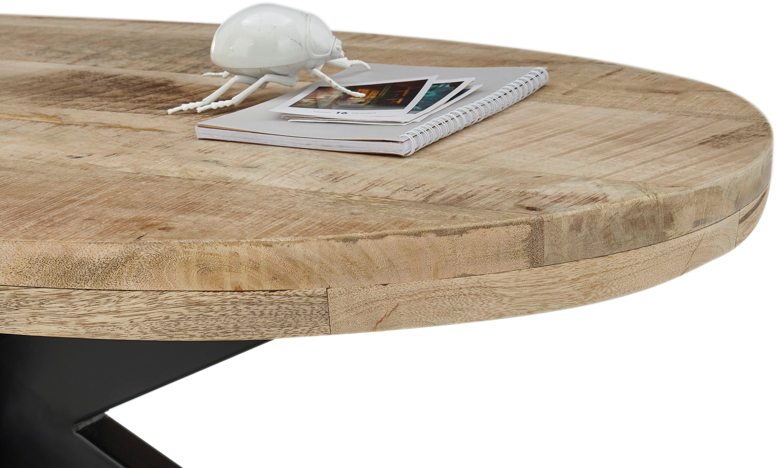 Stolkom Salontafel Mumbai Massief mango hout, tafel met ovale tafelblad