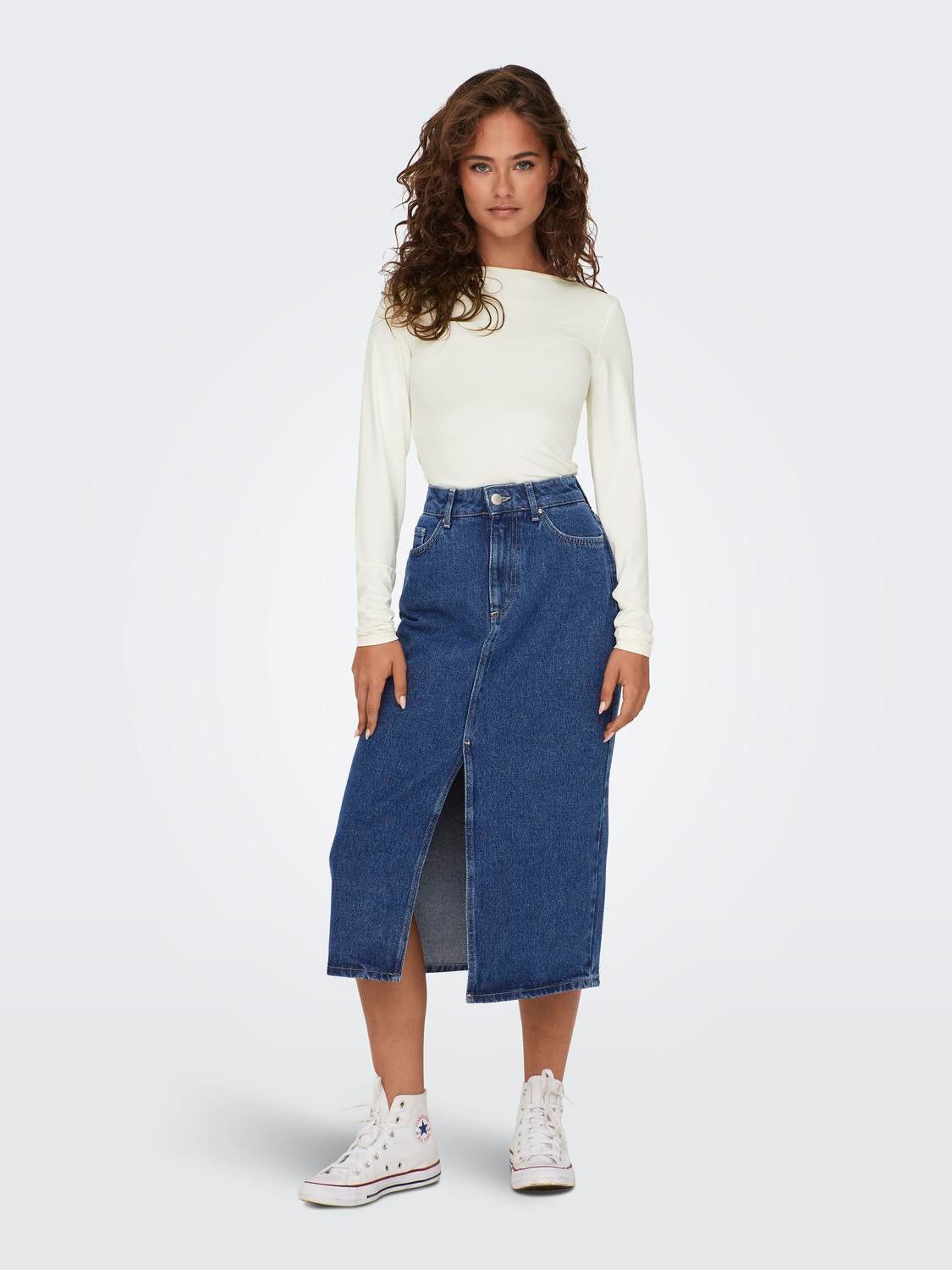 Only Jeans rok ONLBIANCA MIDI SKIRT DNM REA NOOS