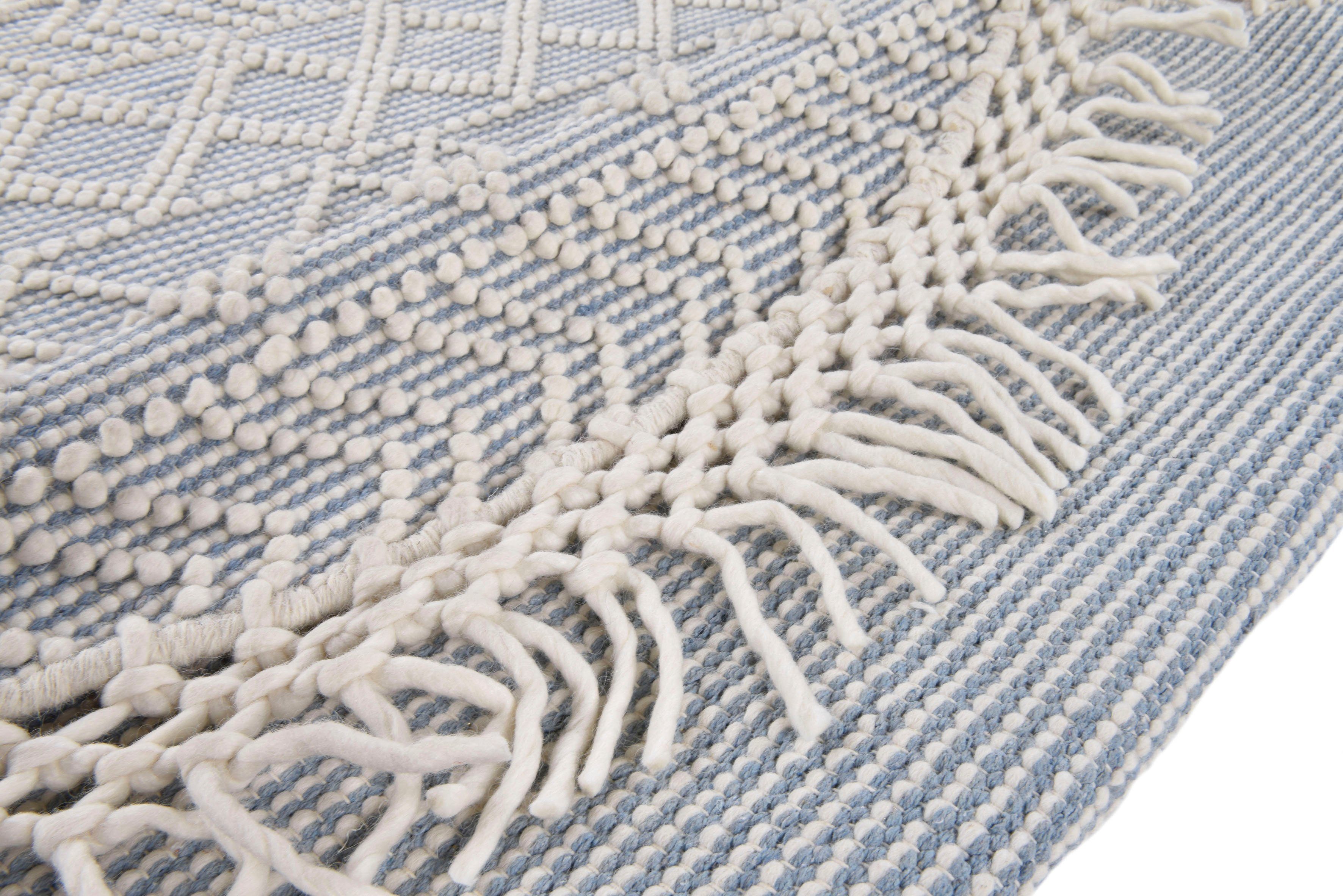 TOM TAILOR HOME Vloerkleed Coloured Macrame Handgeweven vloerkleed, zuivere wol, met de hand geweven, met franje, Scandi design