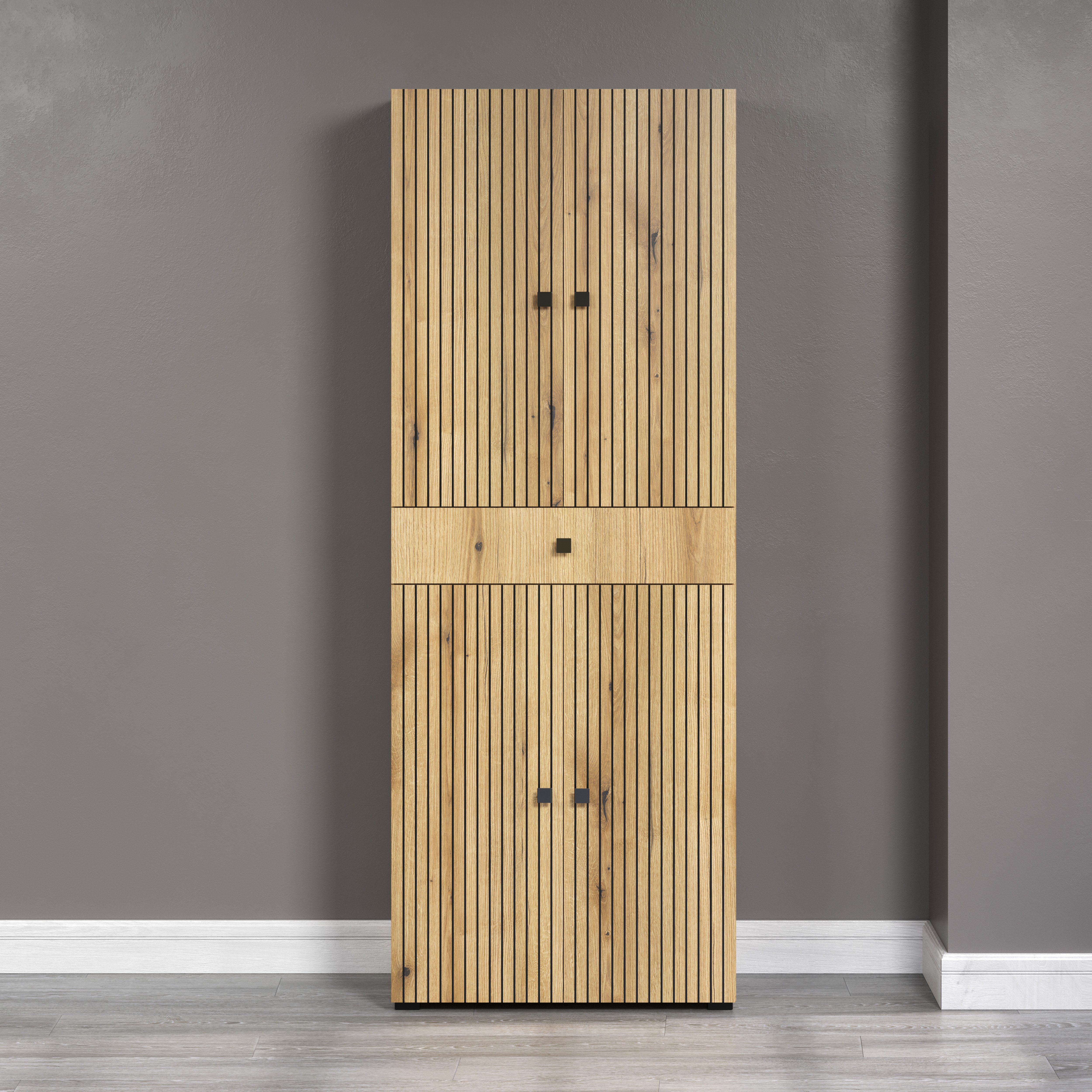 welltime Hoge kast Amrum Breedte 40 cm, ruime hoge kast eik ribbellook badkamerkast (1 stuk)