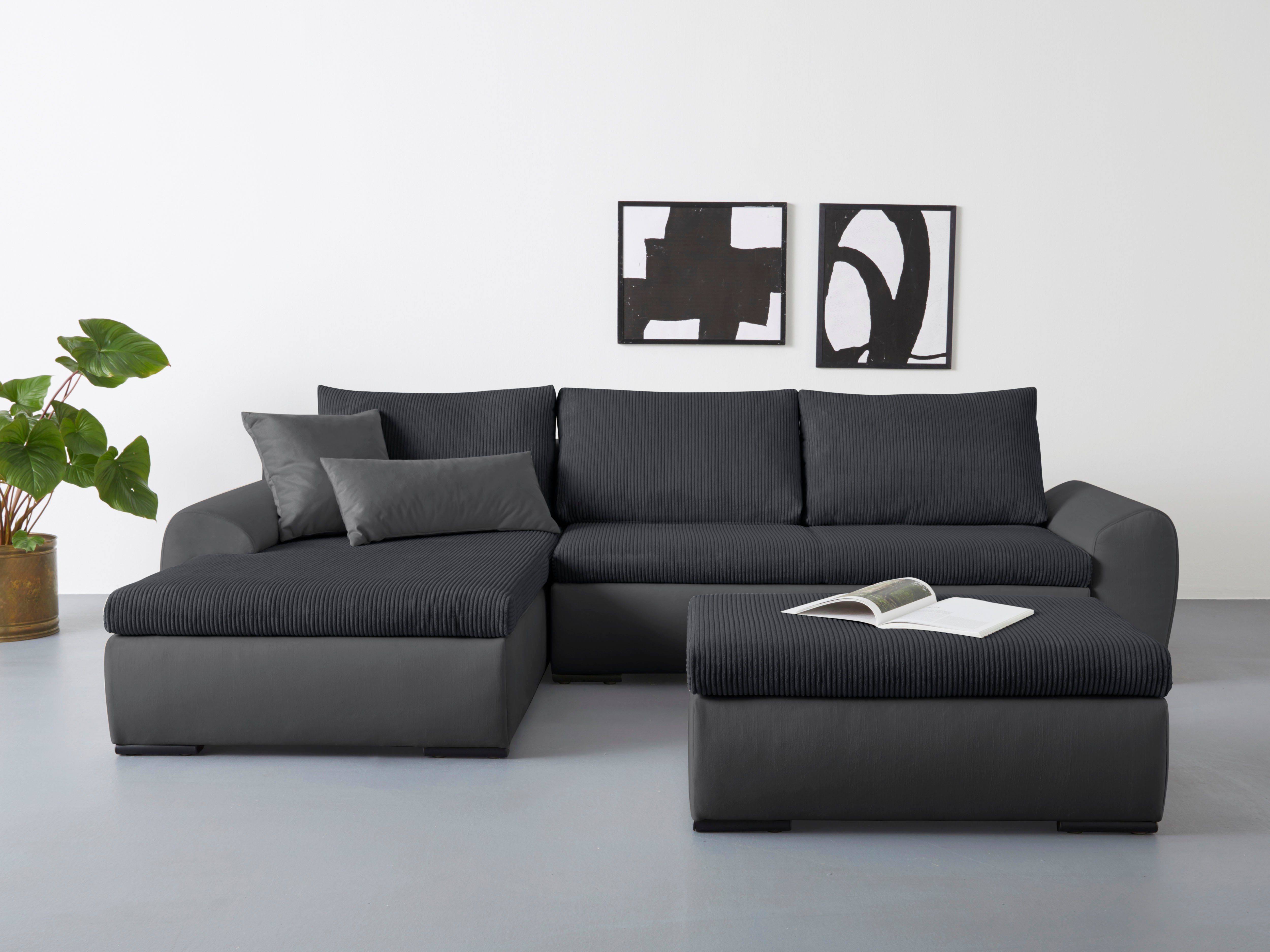 Home affaire Hocker Win met zwarte metalen poten, vrij plaatsbaar