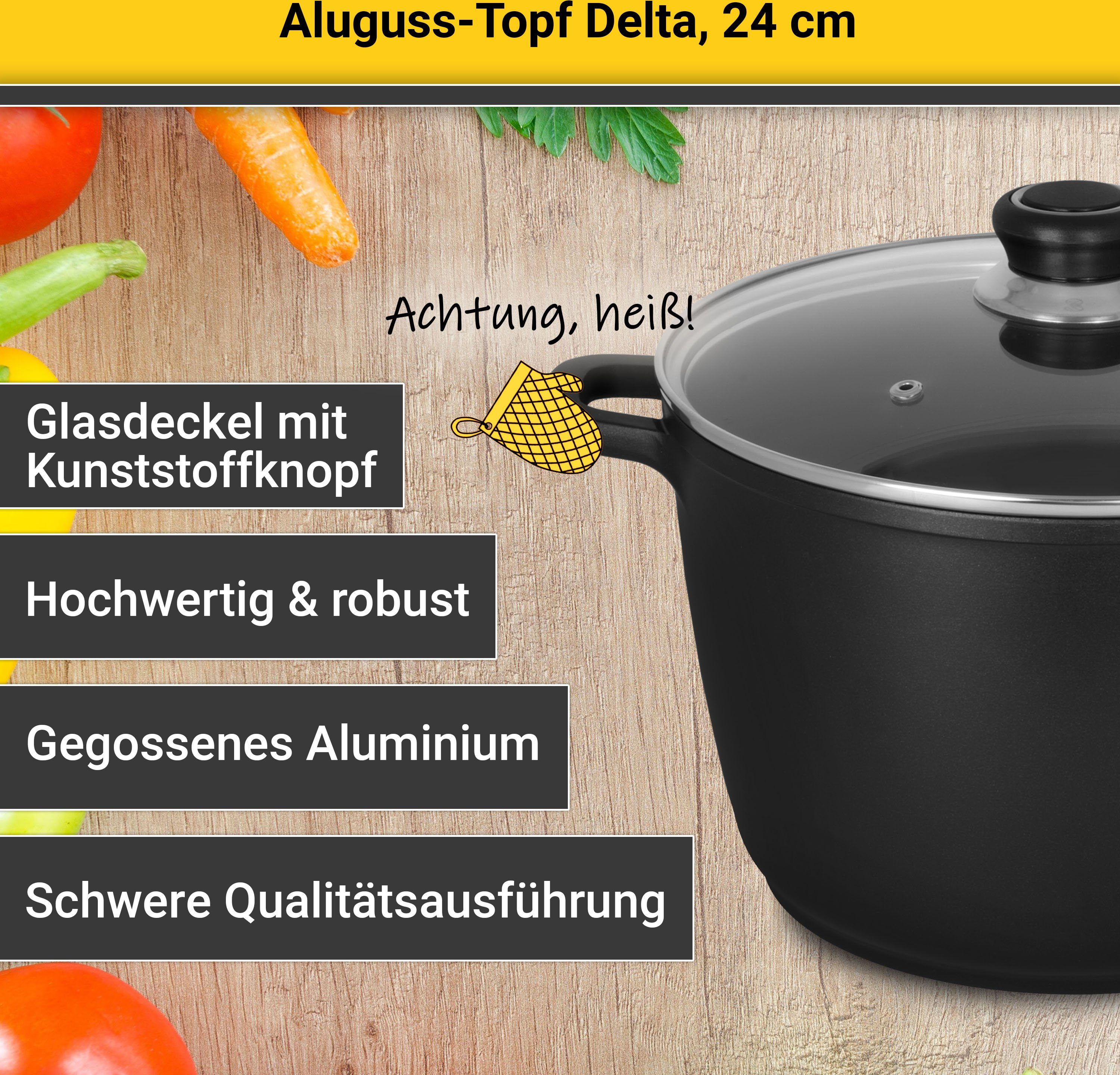 Krüger Braadpan Gietaluminium braadpan met glazen deksel delta (1-delig)