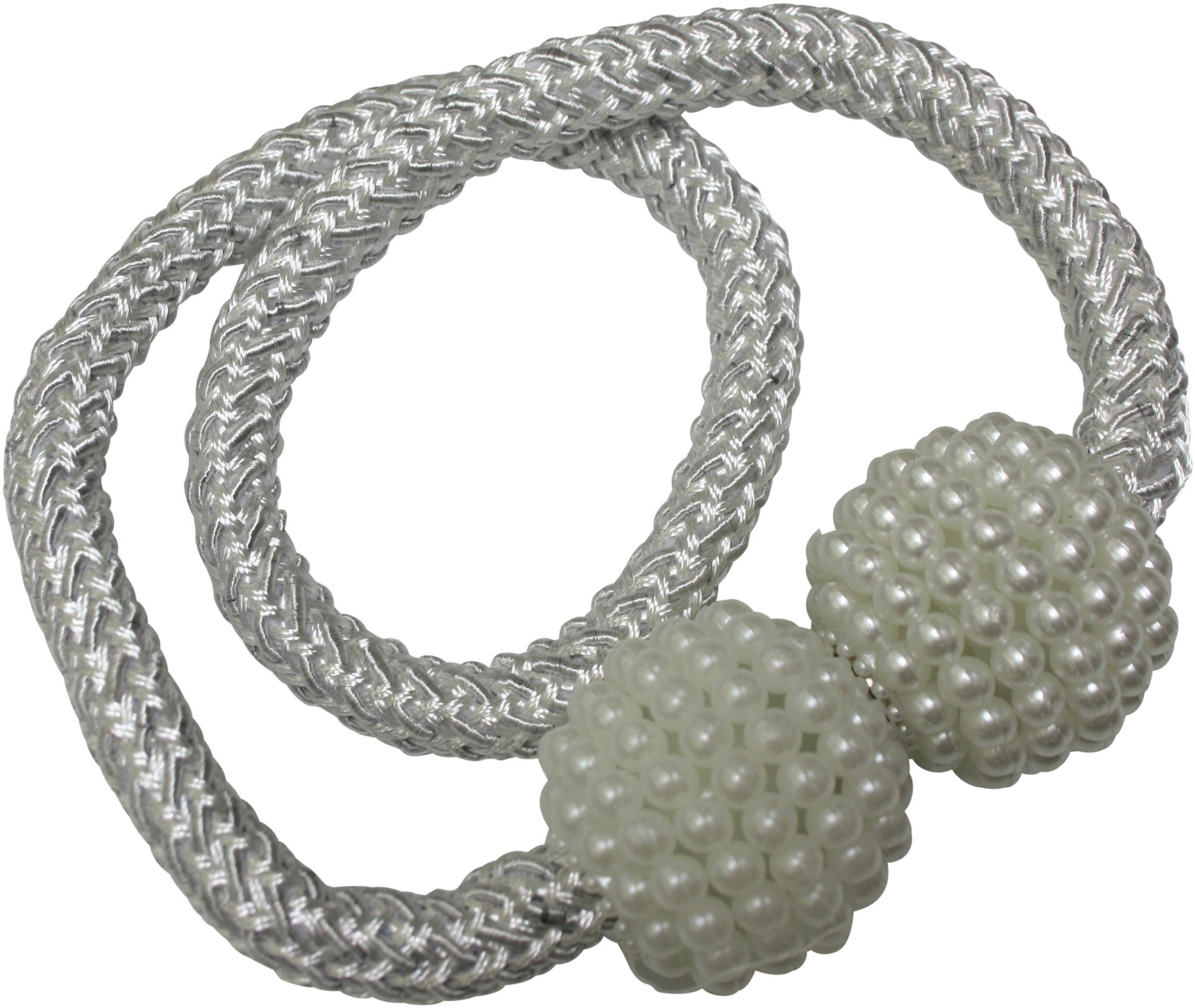 GARDINIA Embrasse Tieback Flex-V met magneet met geweven band met bollen in kralen-look (2 stuks)