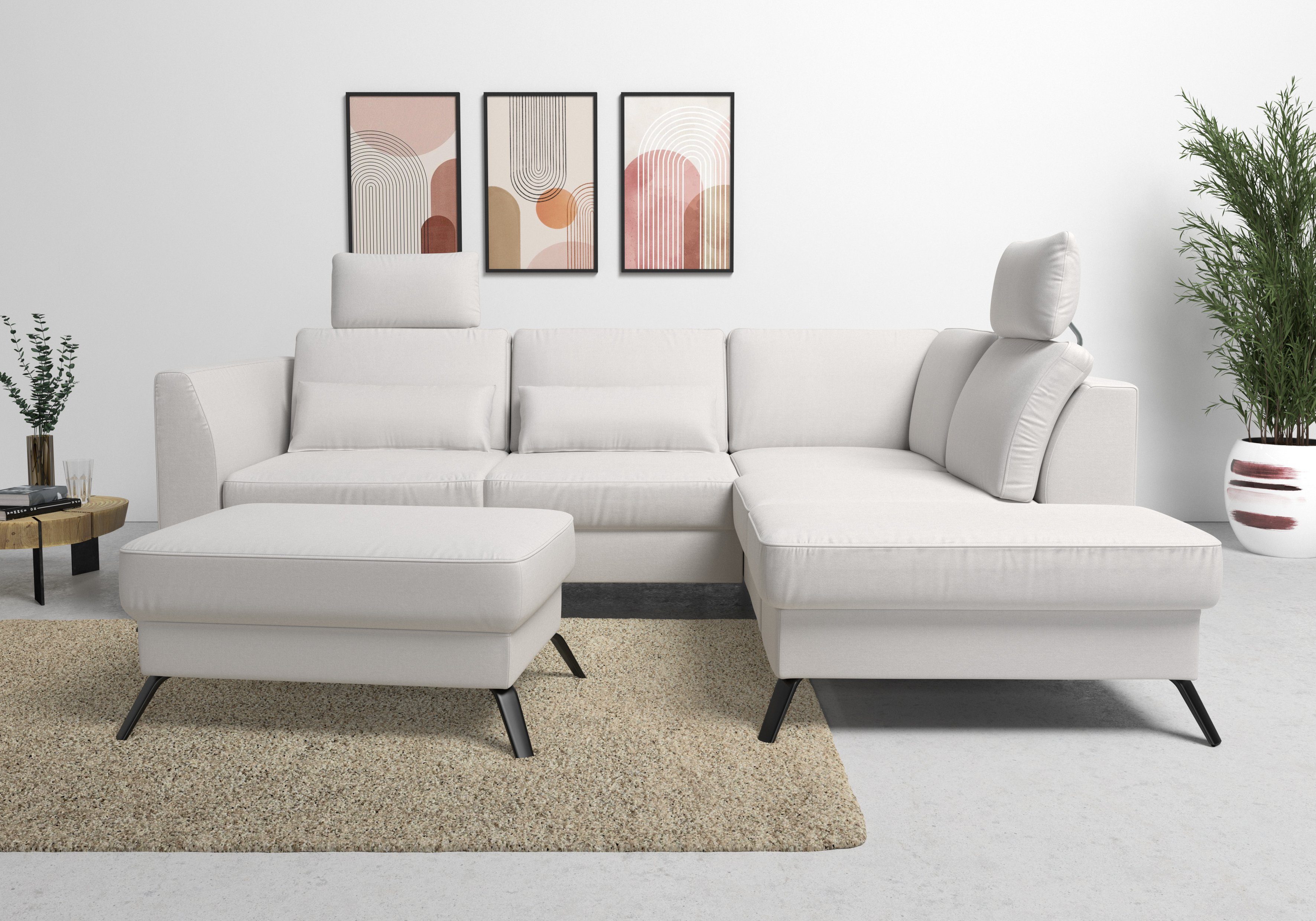 sit&more Hoekbank Olsen L-vorm inclusief zitdiepteverstelling, naar keuze met slaapfunctie, 15 cm hoog