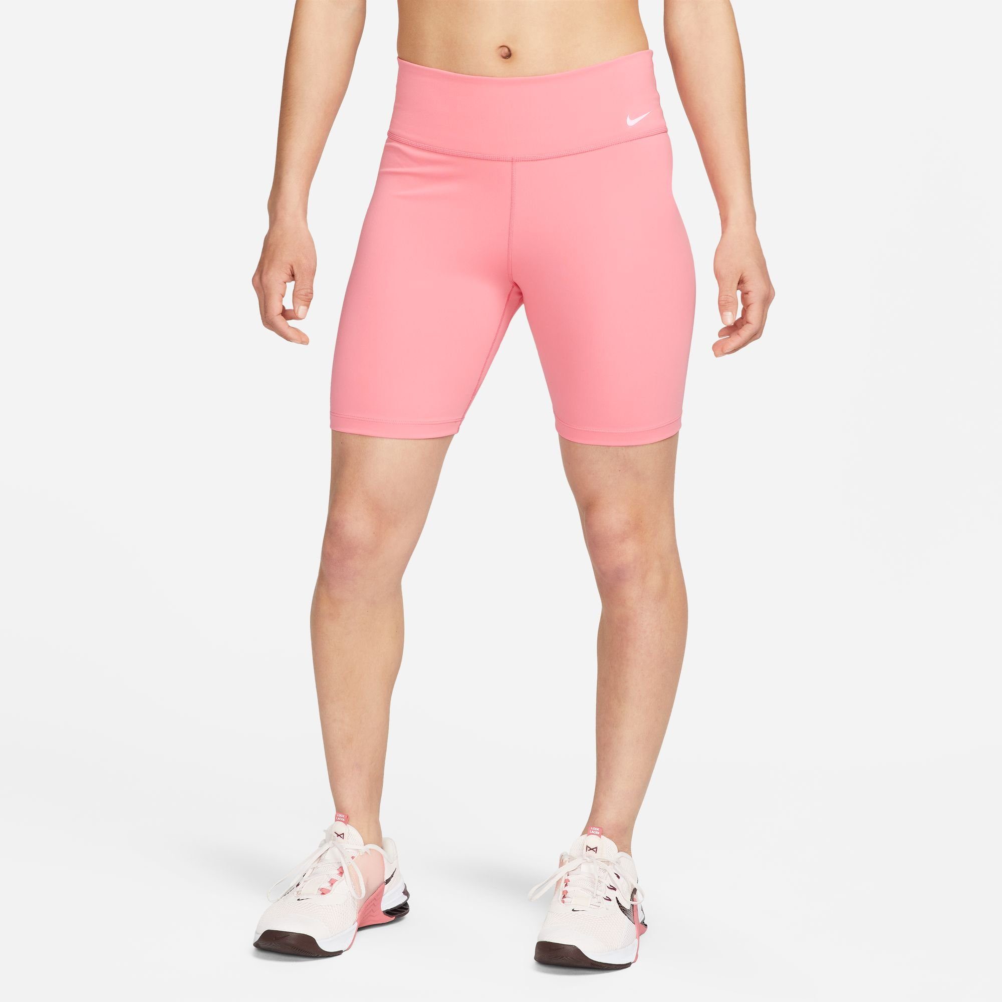 Nike Trainingstights ONE WOMEN'S MID-RISE BIKER SHORTS dames sportleggings maat L (40) rood