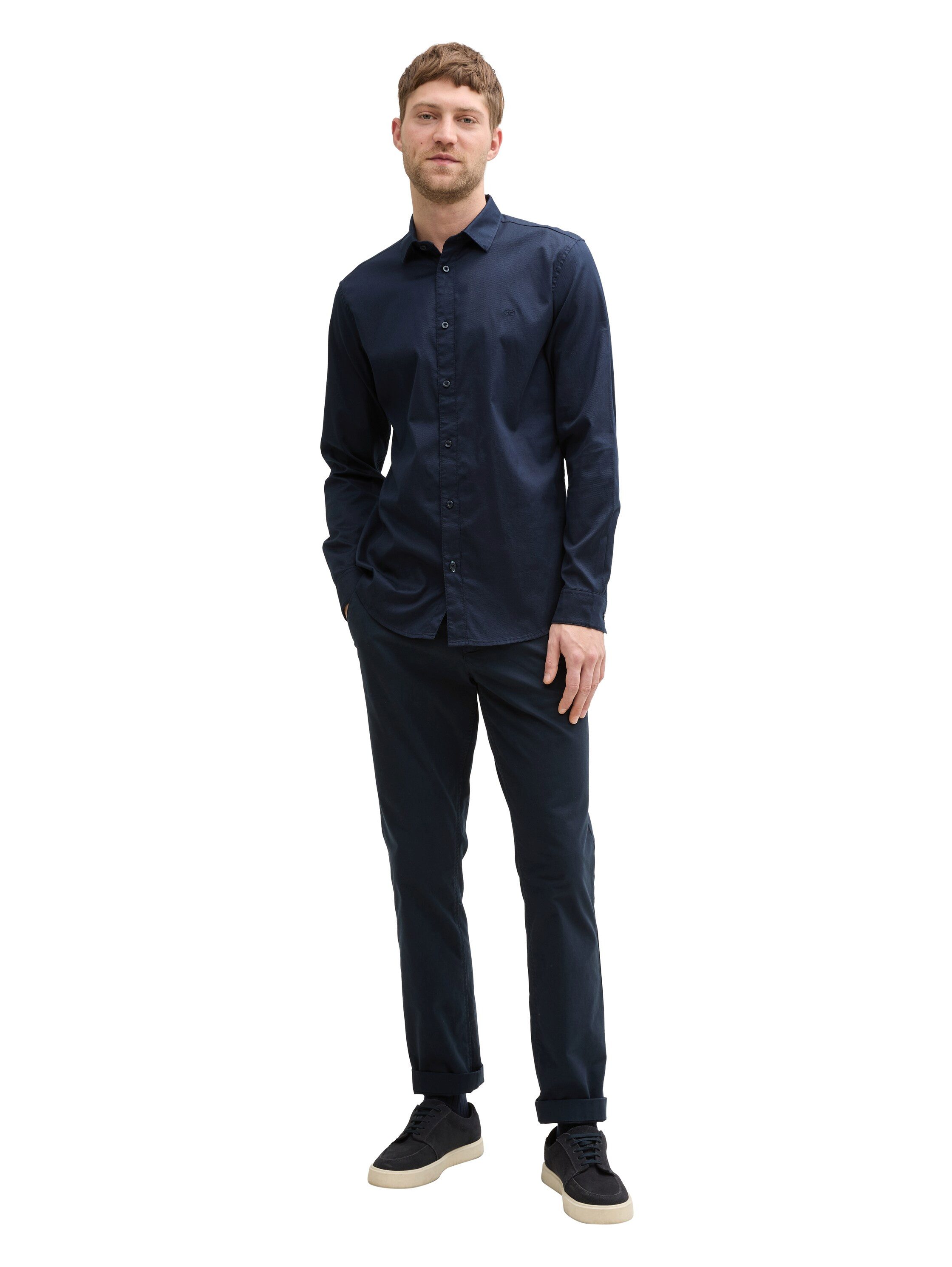 Tom Tailor Overhemd met lange mouwen met geborduurd logo