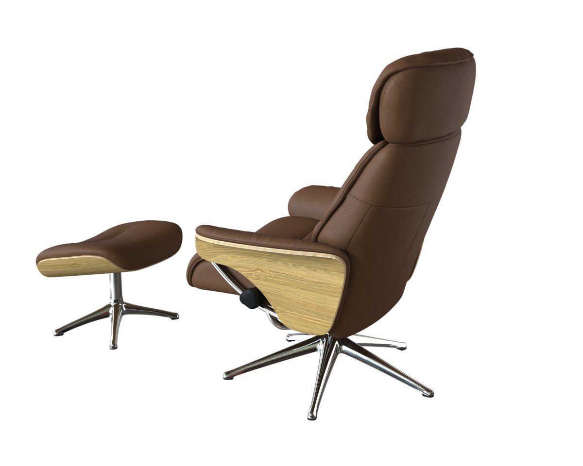 FLEXLUX Relaxfauteuil Aarhus, functionele stoel, gestoffeerde stoel, armleuning, TV-fauteuil, Relaxfunctie & hoofd- en rugverstelling, armleuning eiken, voet aluminium