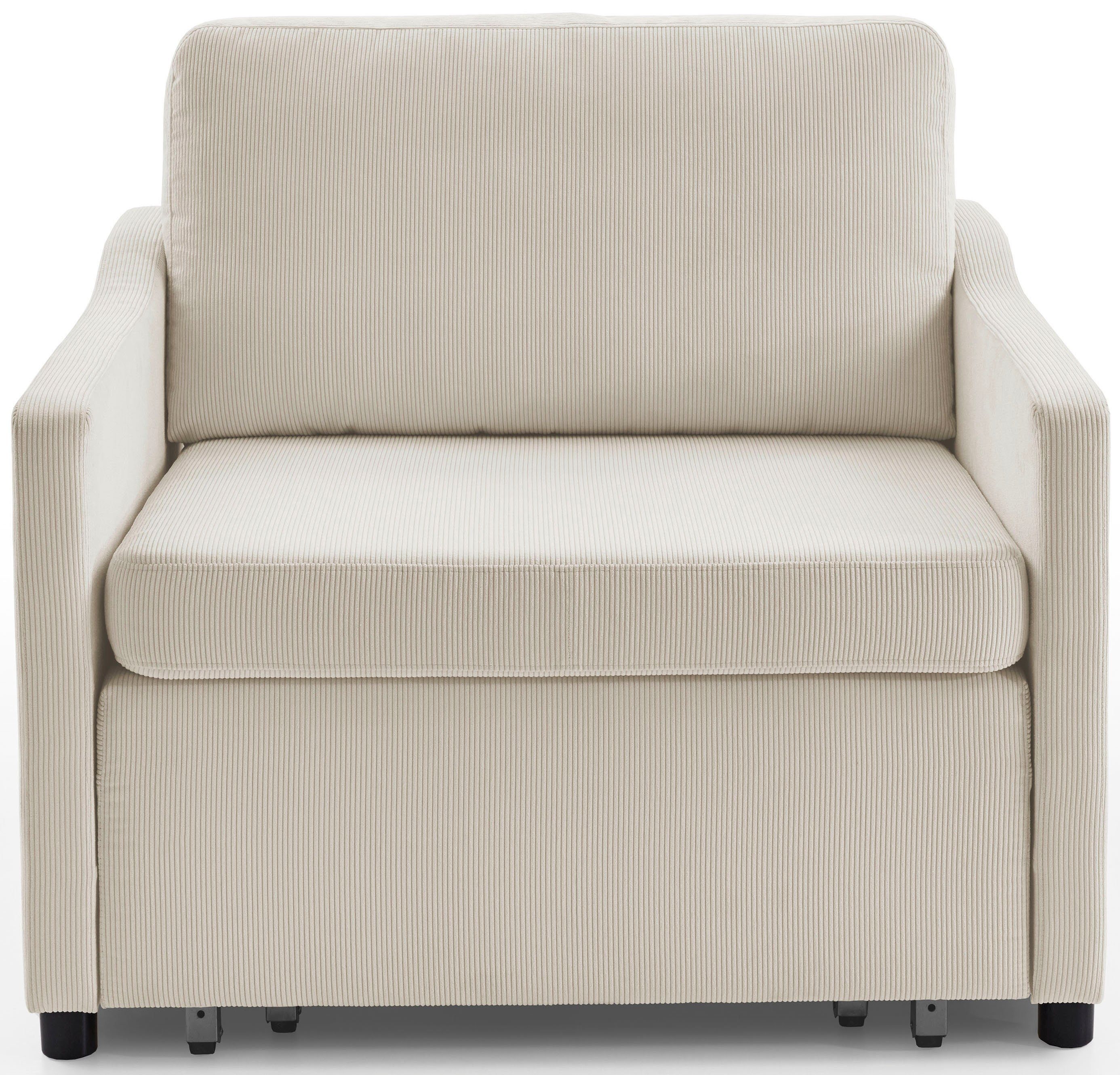 ATLANTIC home collection XXL-fauteuil Anella met cordbekleding, met slaapfunctie, vrij plaatsbaar beige, slaapbanken