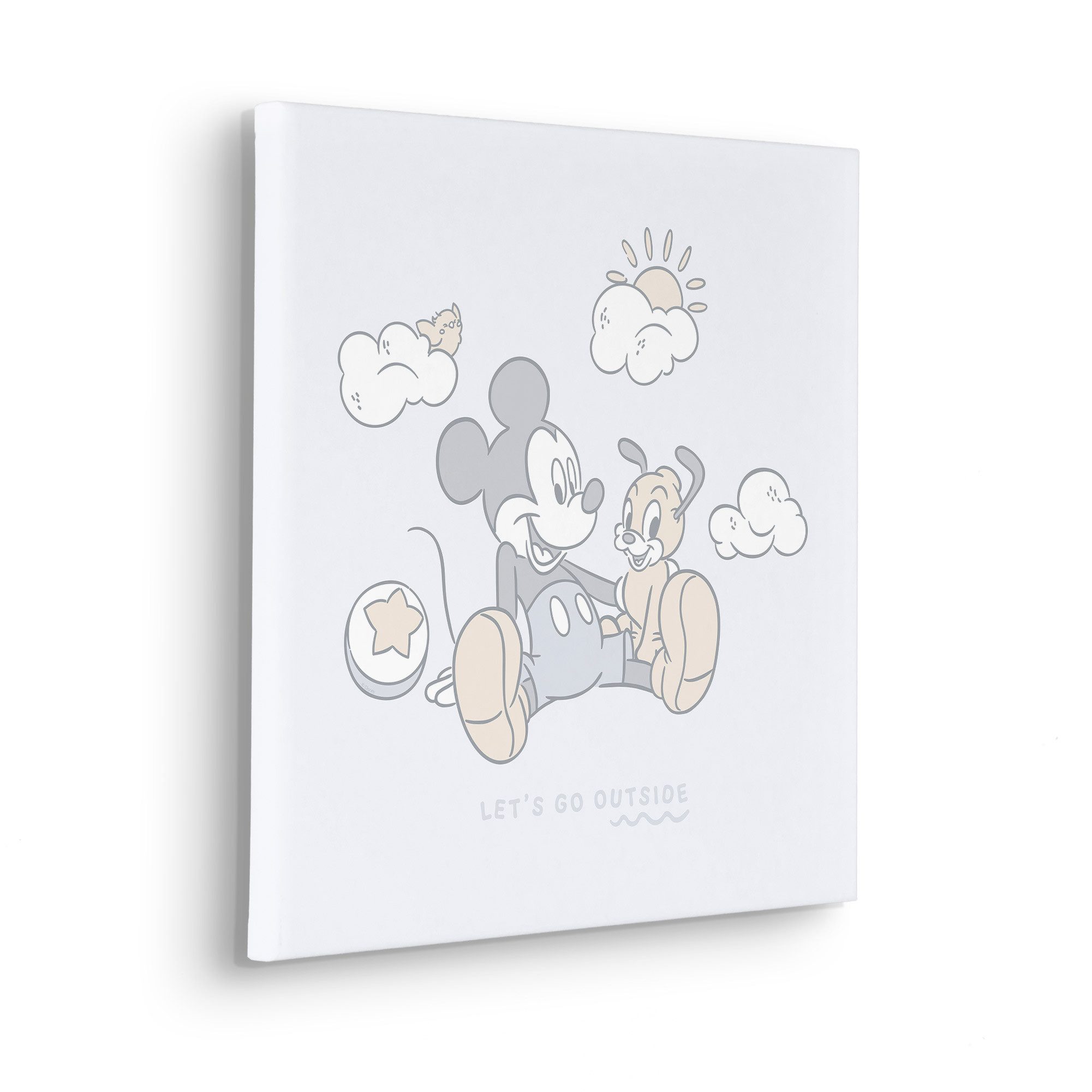 Komar Artprint op linnen Disney Mickey Mouse Let's Go Outside 40 x 50 cm (breedte x hoogte) - kinderkamer, decoratie (1 stuk)