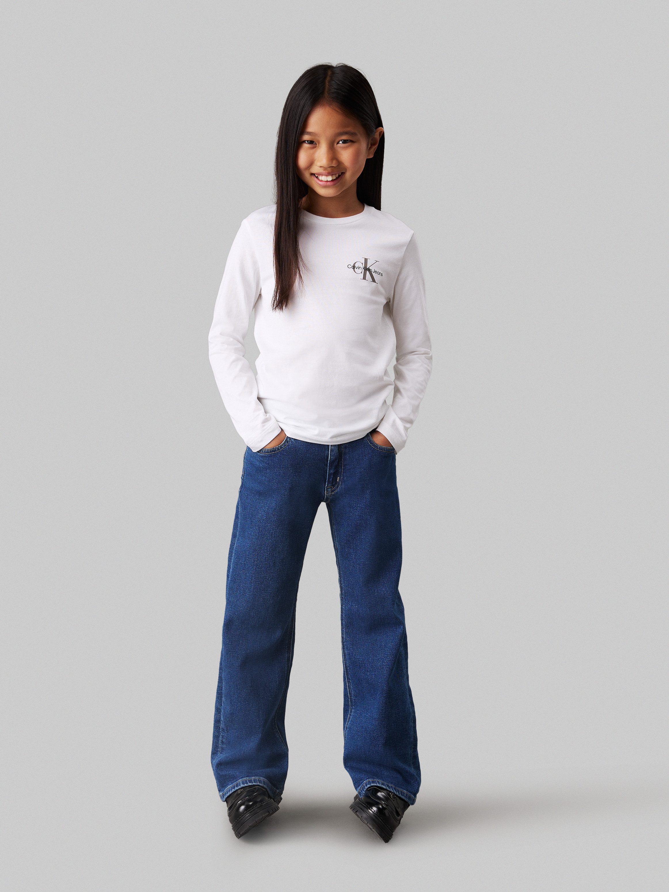 Calvin Klein Shirt met lange mouwen Chest Monologo Ls T-Shirt voor kinderen tot 16 jaar en met logo-opdruk