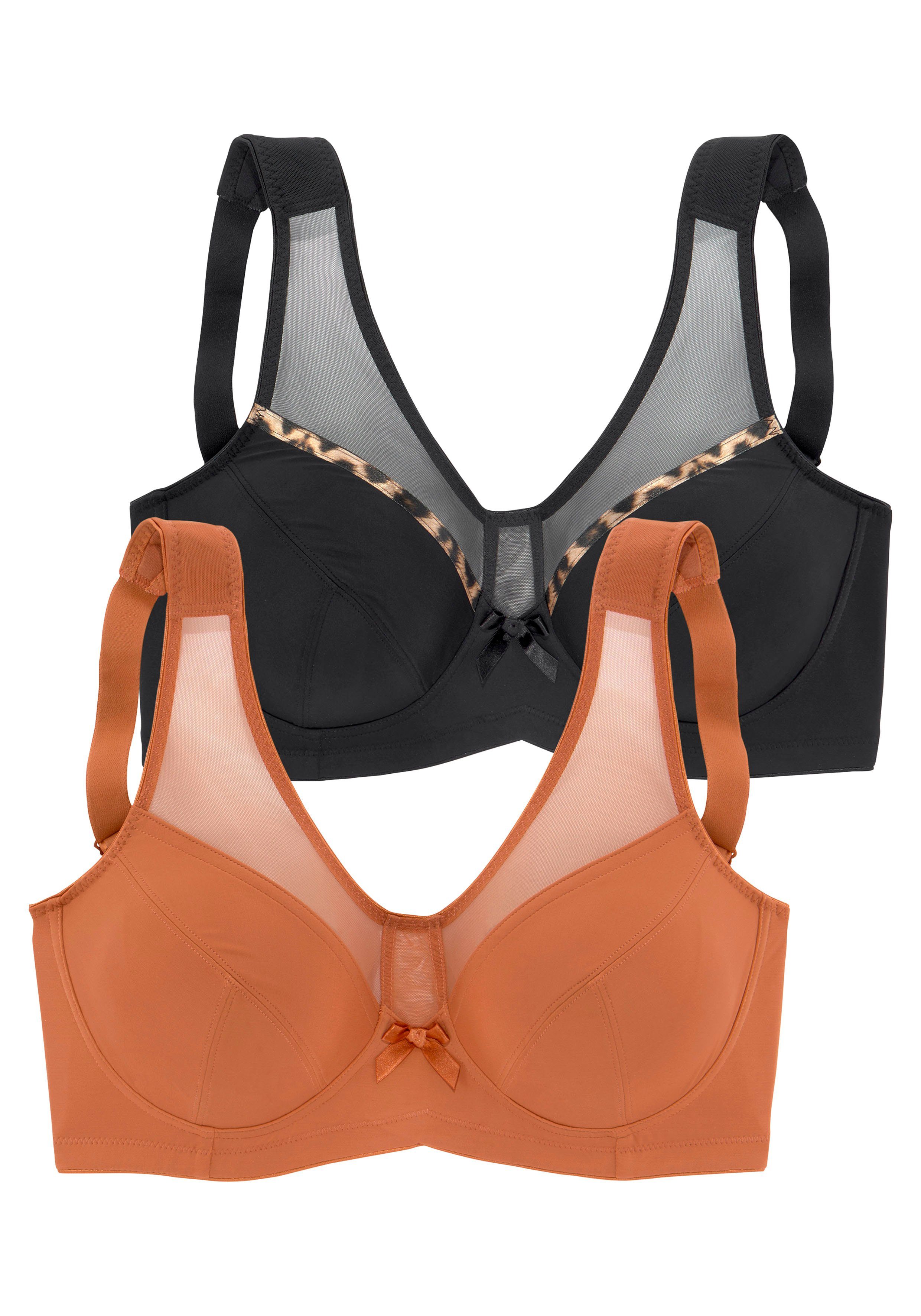 Petite fleur Steun-bh zonder beugel met modieuze, transparante mesh-inzet (Set van 2)