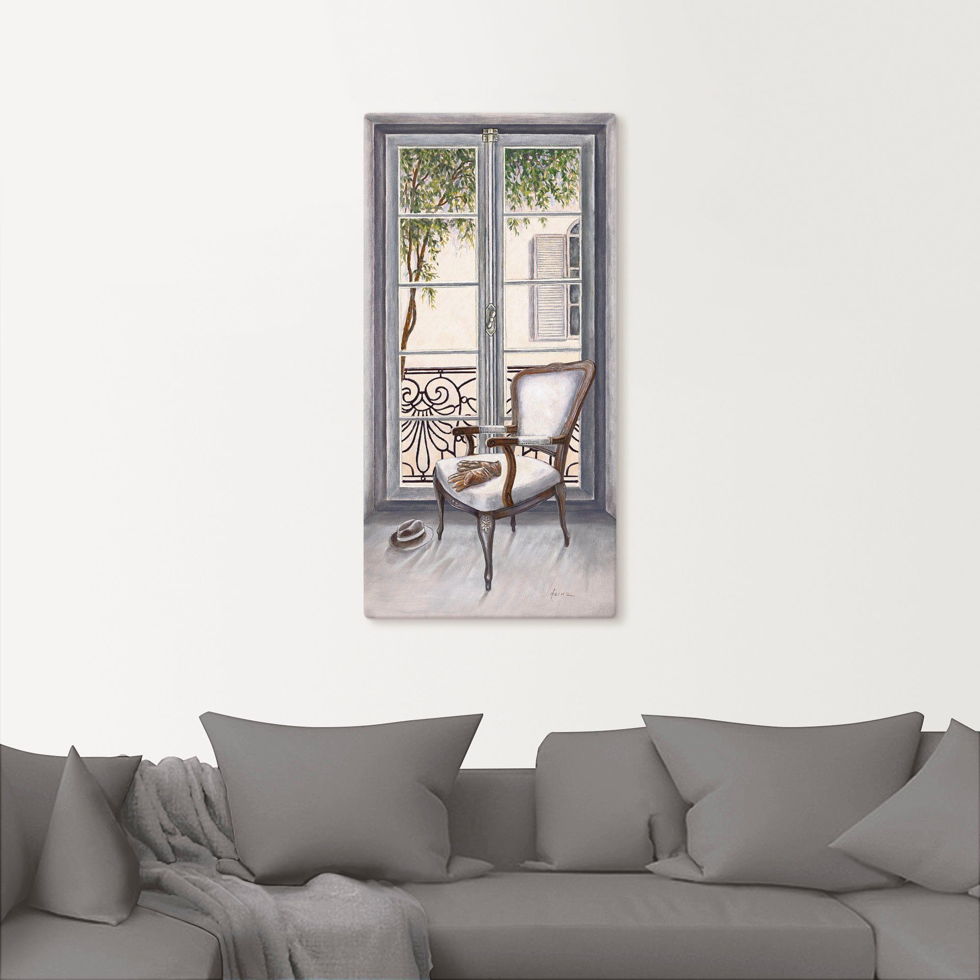 Artland Artprint Fauteuil voor een raam als artprint van aluminium, artprint voor buiten, artprint op linnen, poster, muursticker