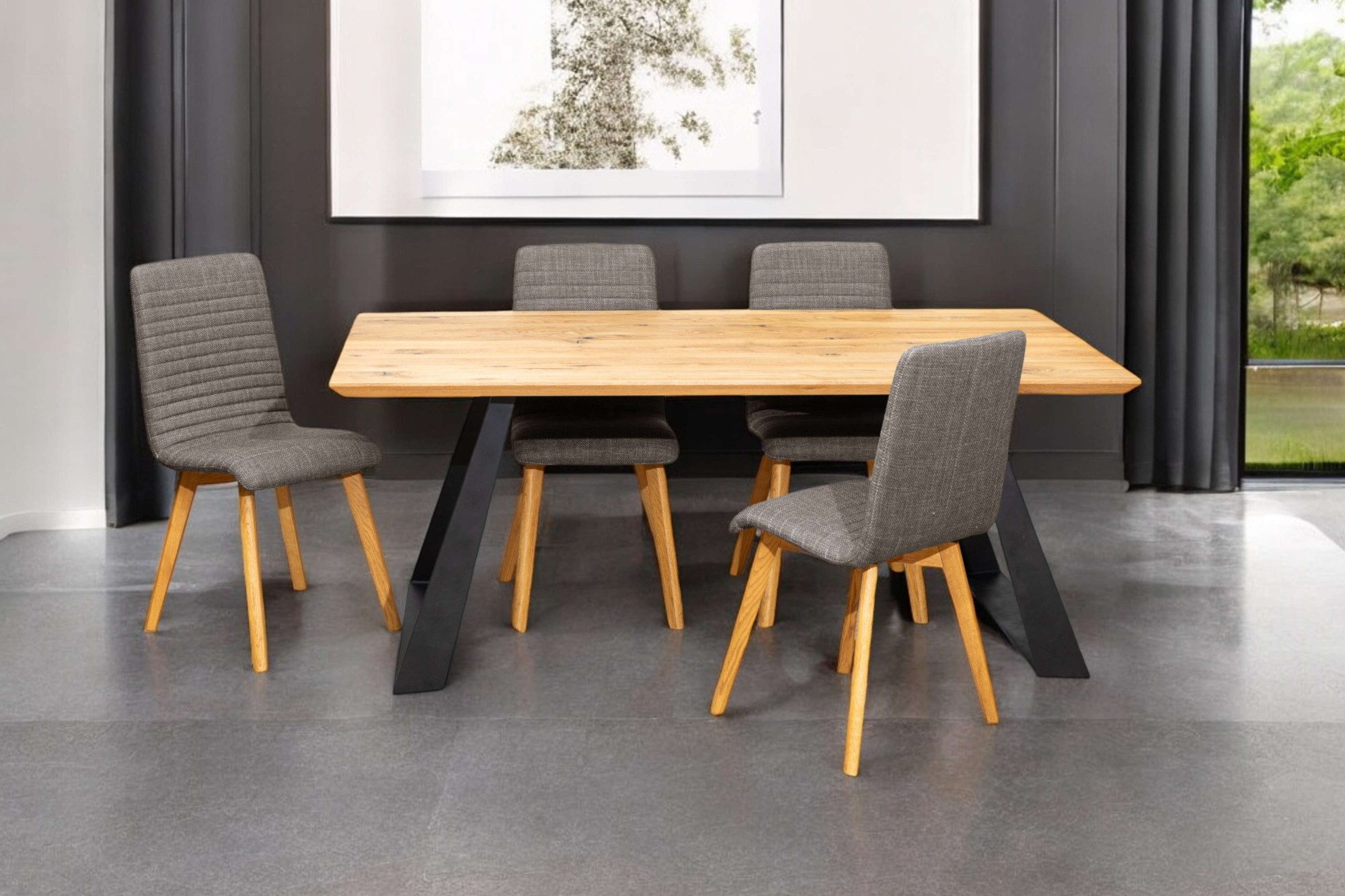 Home affaire Eethoek Arosa zitgroep voor keukens, eettafel met 4 gestoffeerde stoelen, 5-delig (set, 5-delig)