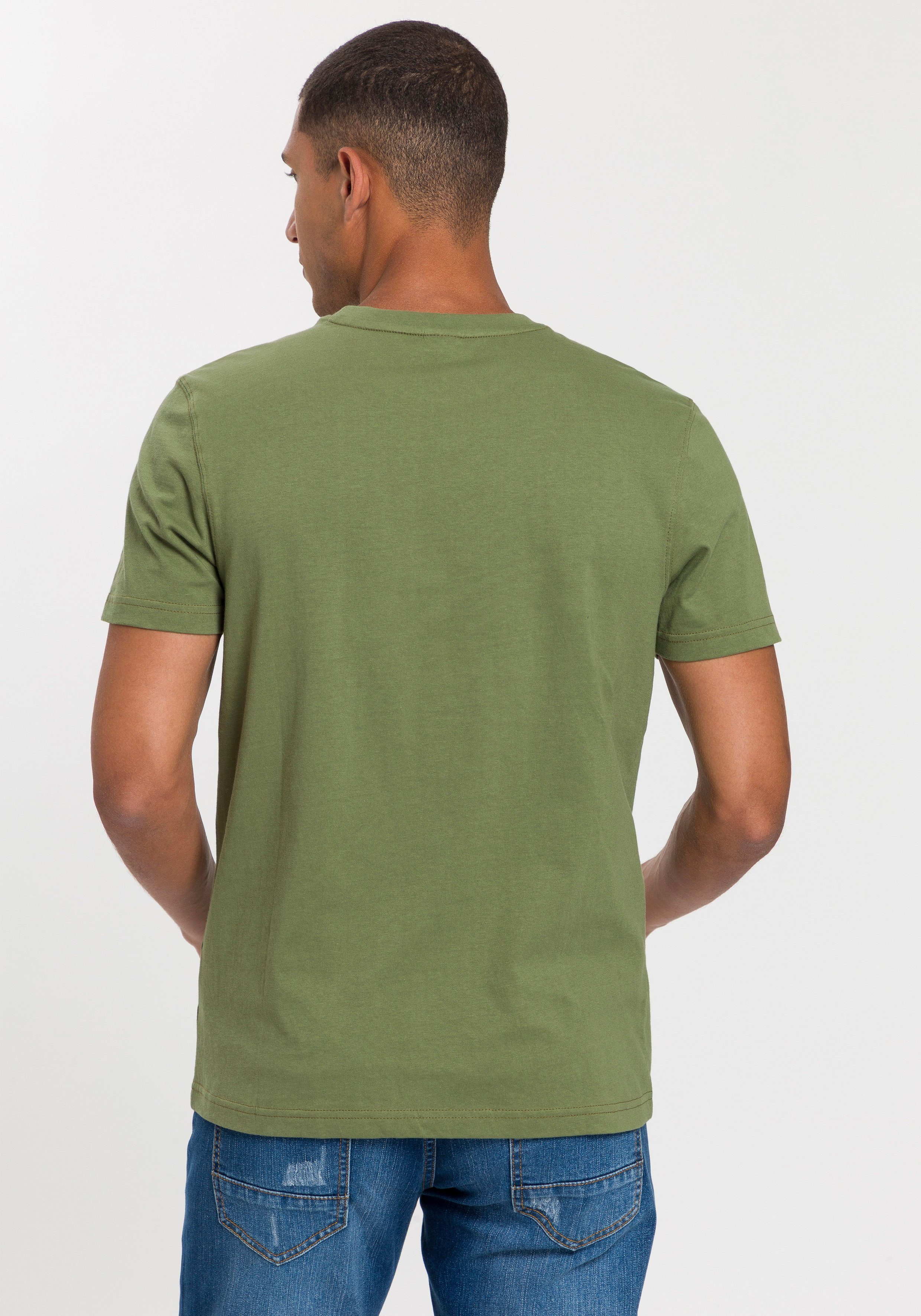 H.I.S T-shirt smal gesneden, bedrukt ontwerp, van 100% katoen (3-delig, Set van 3)