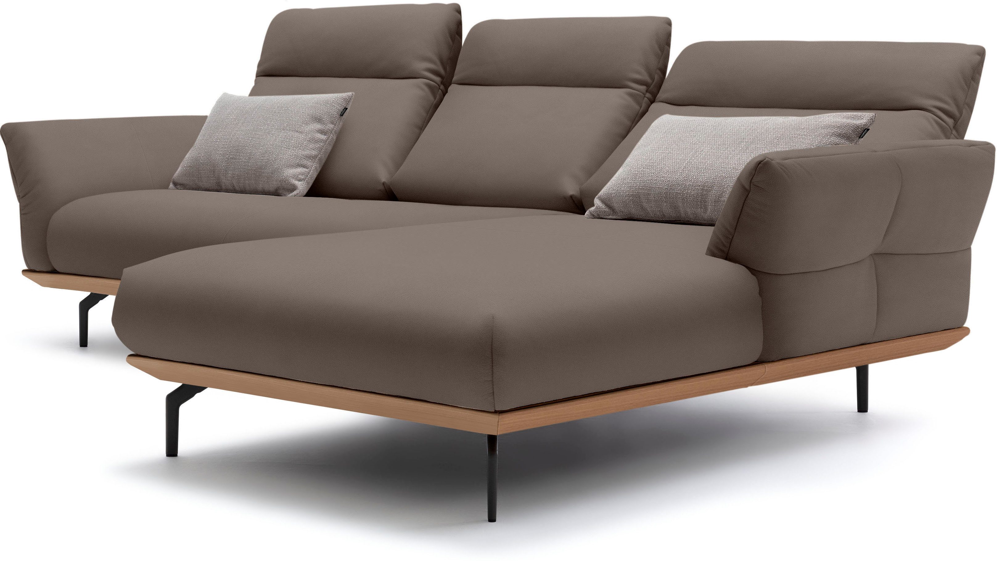 Creation BY ROLF BENZ Hoekbank Hs.460 Sokkel in eiken, gegoten aluminium poten in umbra grijs, breedte 298 cm