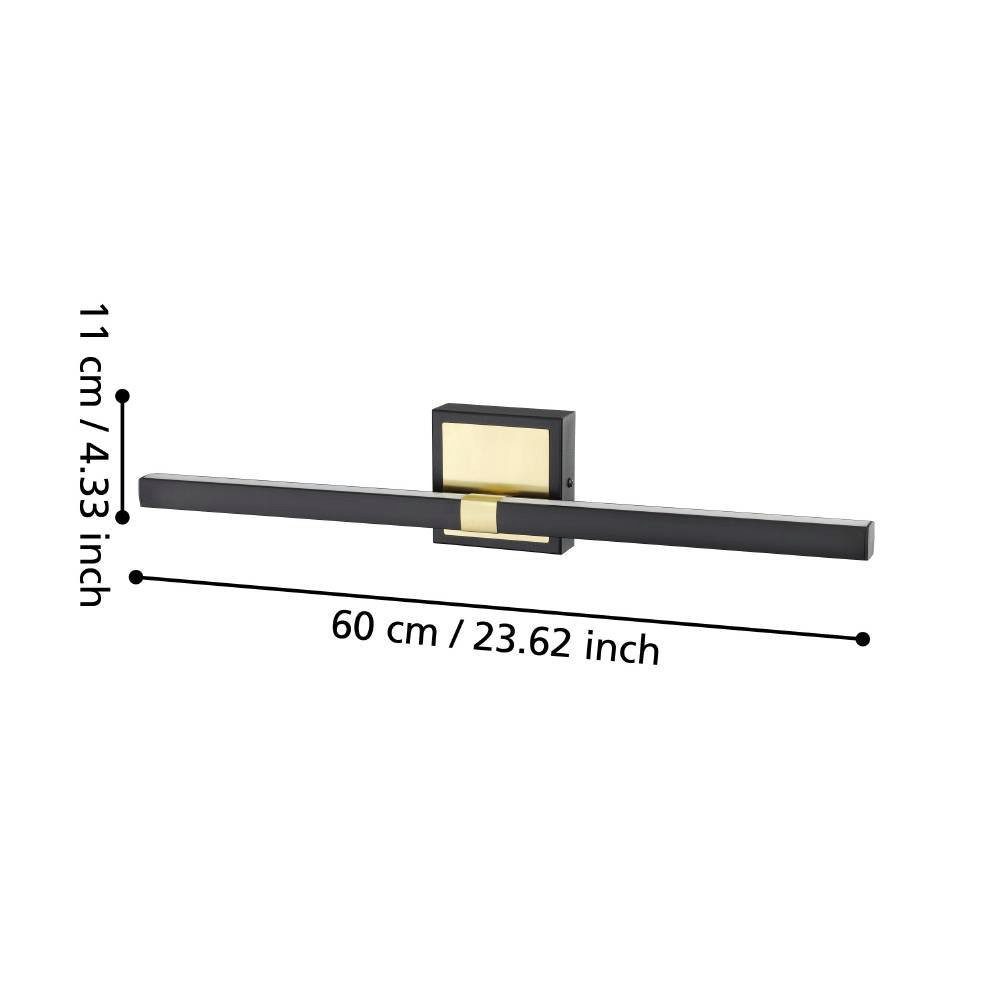 EGLO Wandlamp PEGUERA Spiegellamp, spiegellamp, metaal, zwart en messing, IP44, 60 cm (1 stuk)