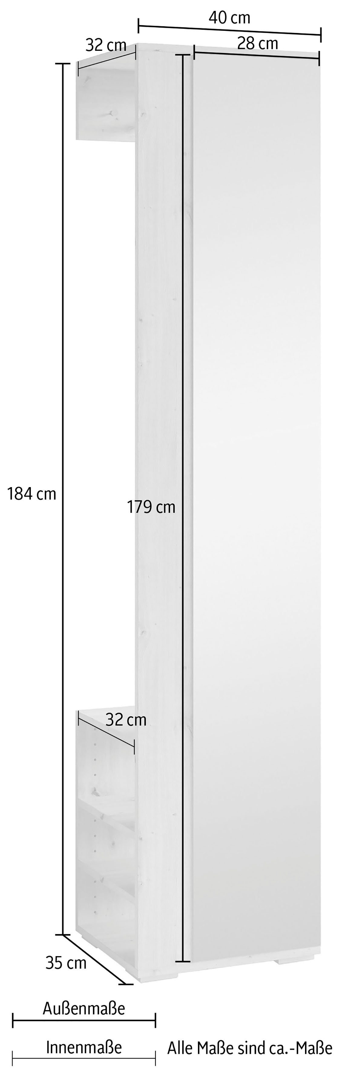 INOSIGN Kapstokpaneel Ben Breedte 40 cm, met spiegel en garderobestang (1 stuk)
