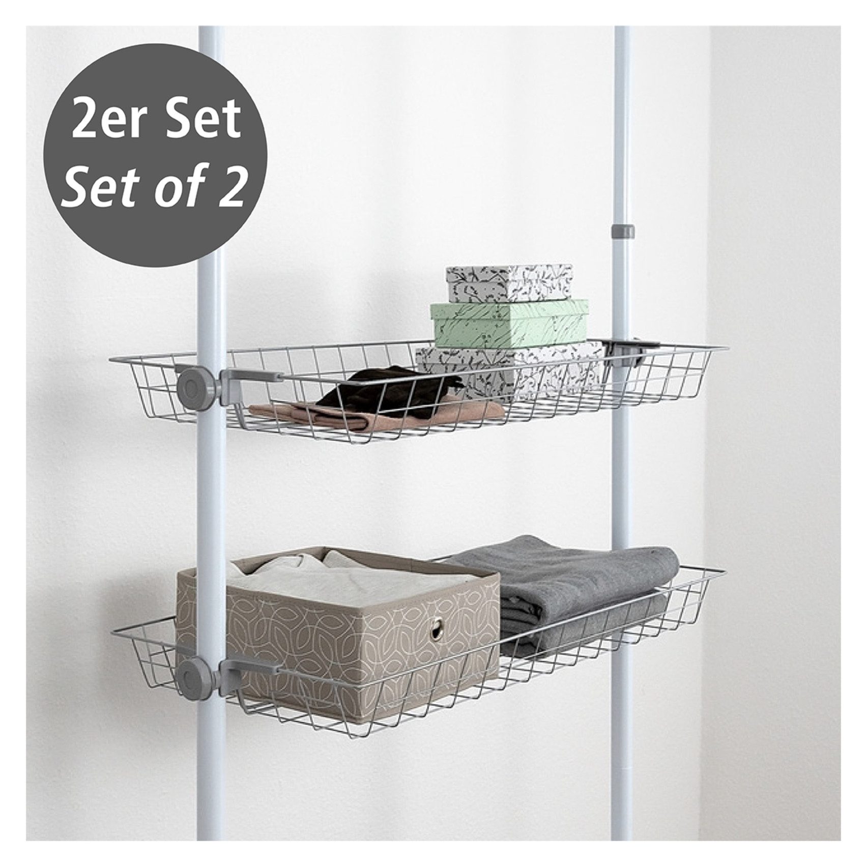 WENKO Organizer Model Herkules Draadmanden van staal, uitbreiding voor het telescoop-systeem Herkules (set, 2-delig)