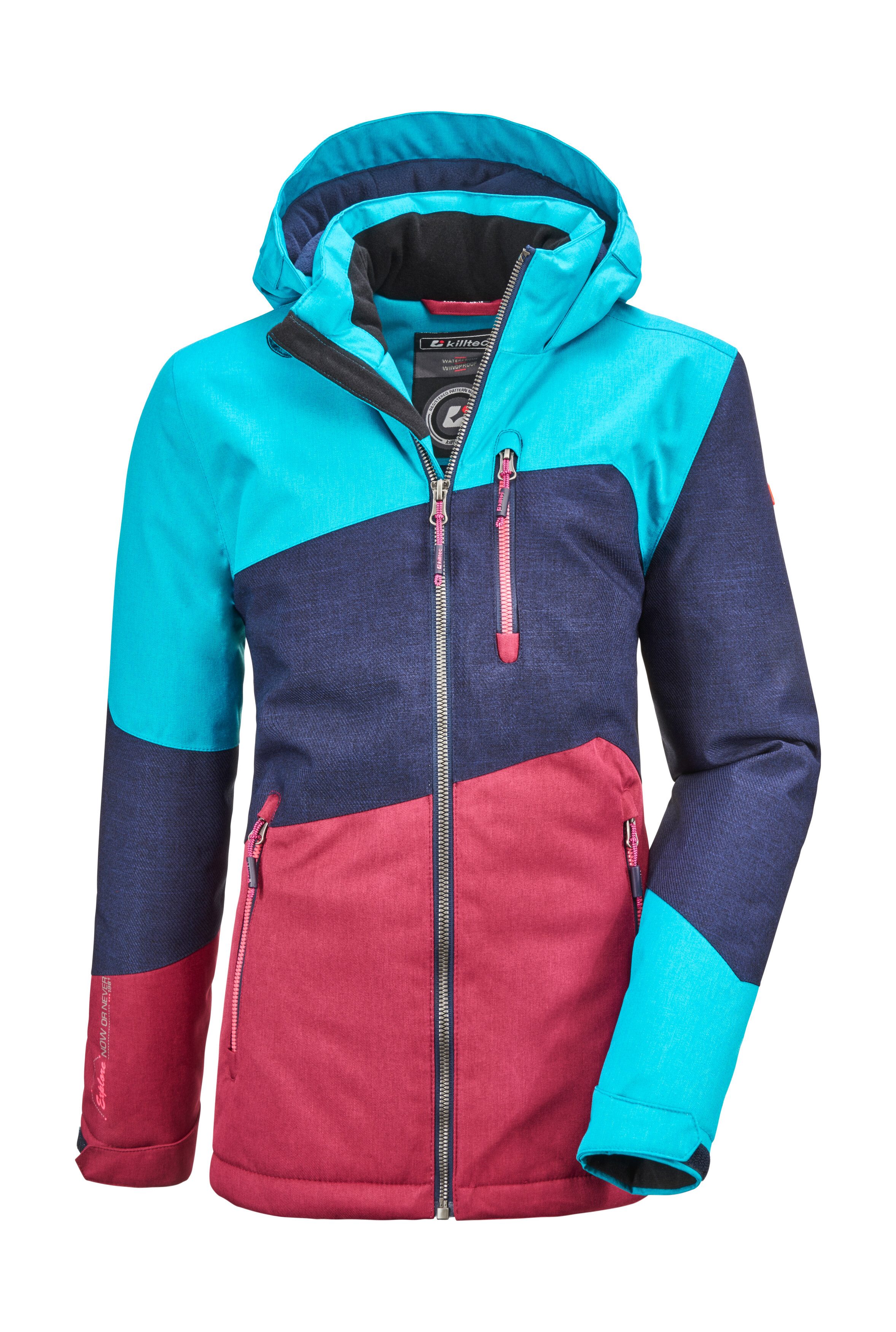 Killtec Outdoorjack Lynge GRLS JCKT B Waterdichte winterjas met capuchon, fleece, verstelbare mouwen meisjes jassen maat 128 blauw