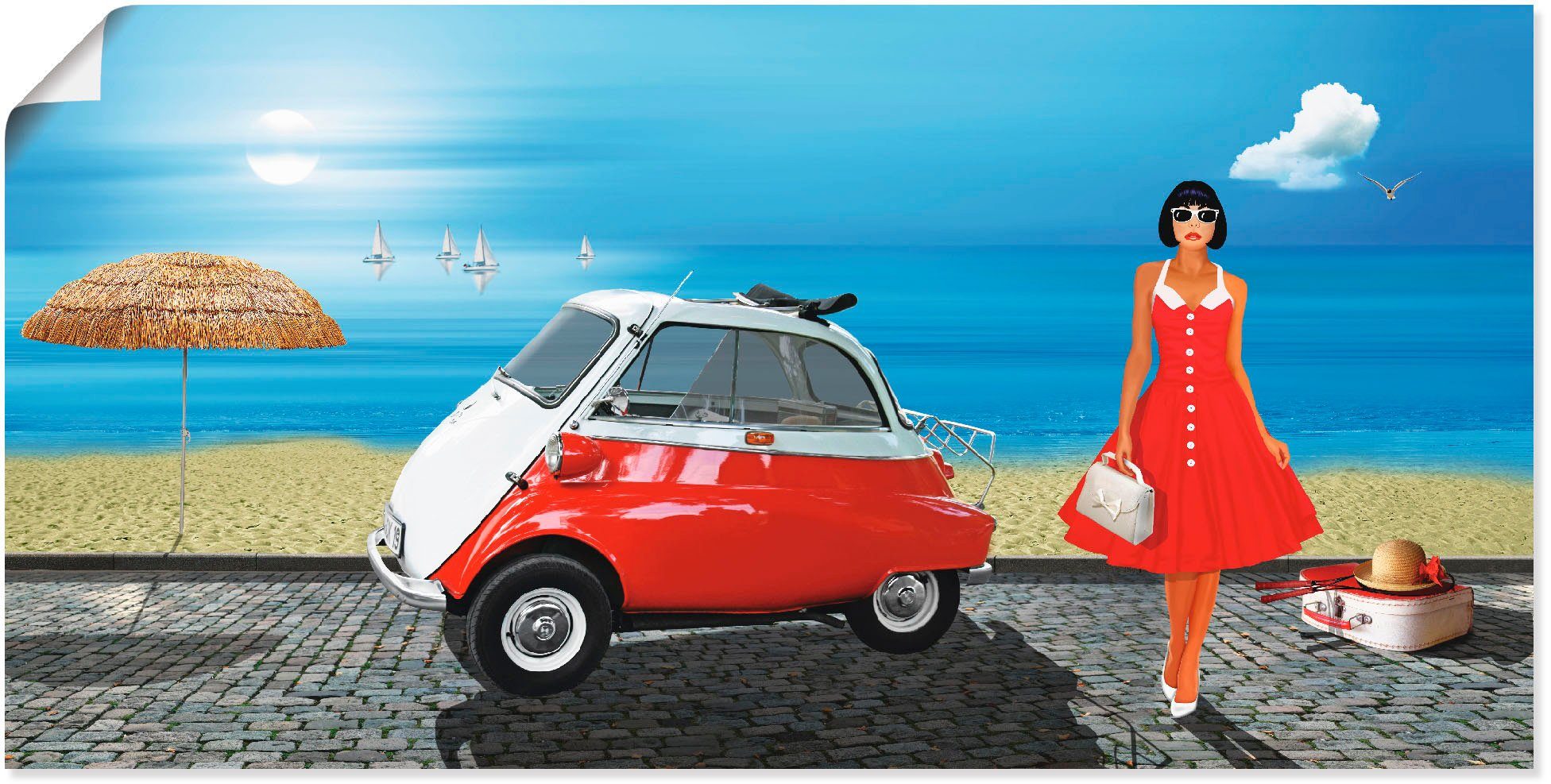 Artland Poster Vakantie in de jaren 60 als artprint op linnen, muursticker of poster in verschillende maten