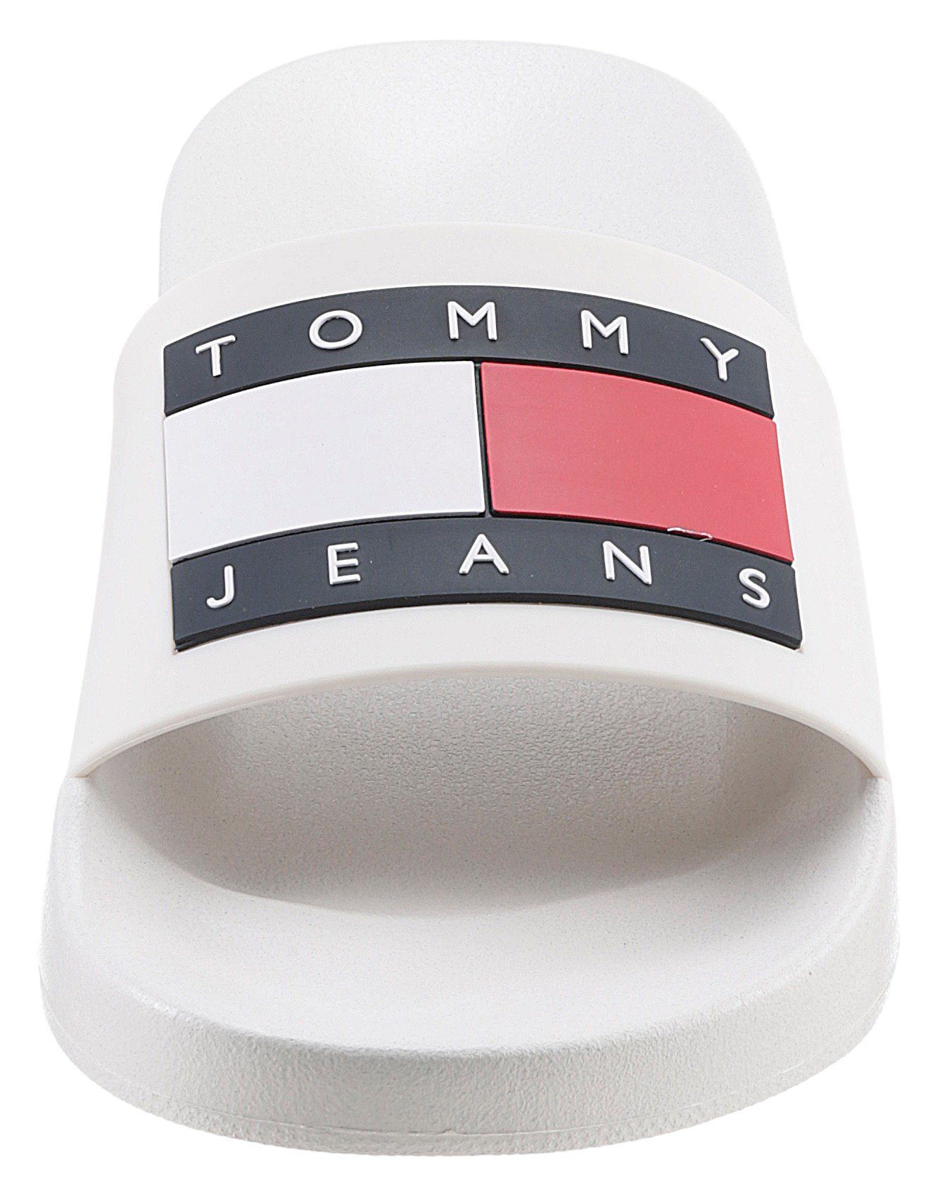 TOMMY JEANS Badslippers TOMMY JEANS POOL SLIDE ESS zomerschoen, badschoens, slippers, met opvallende logo-vlag