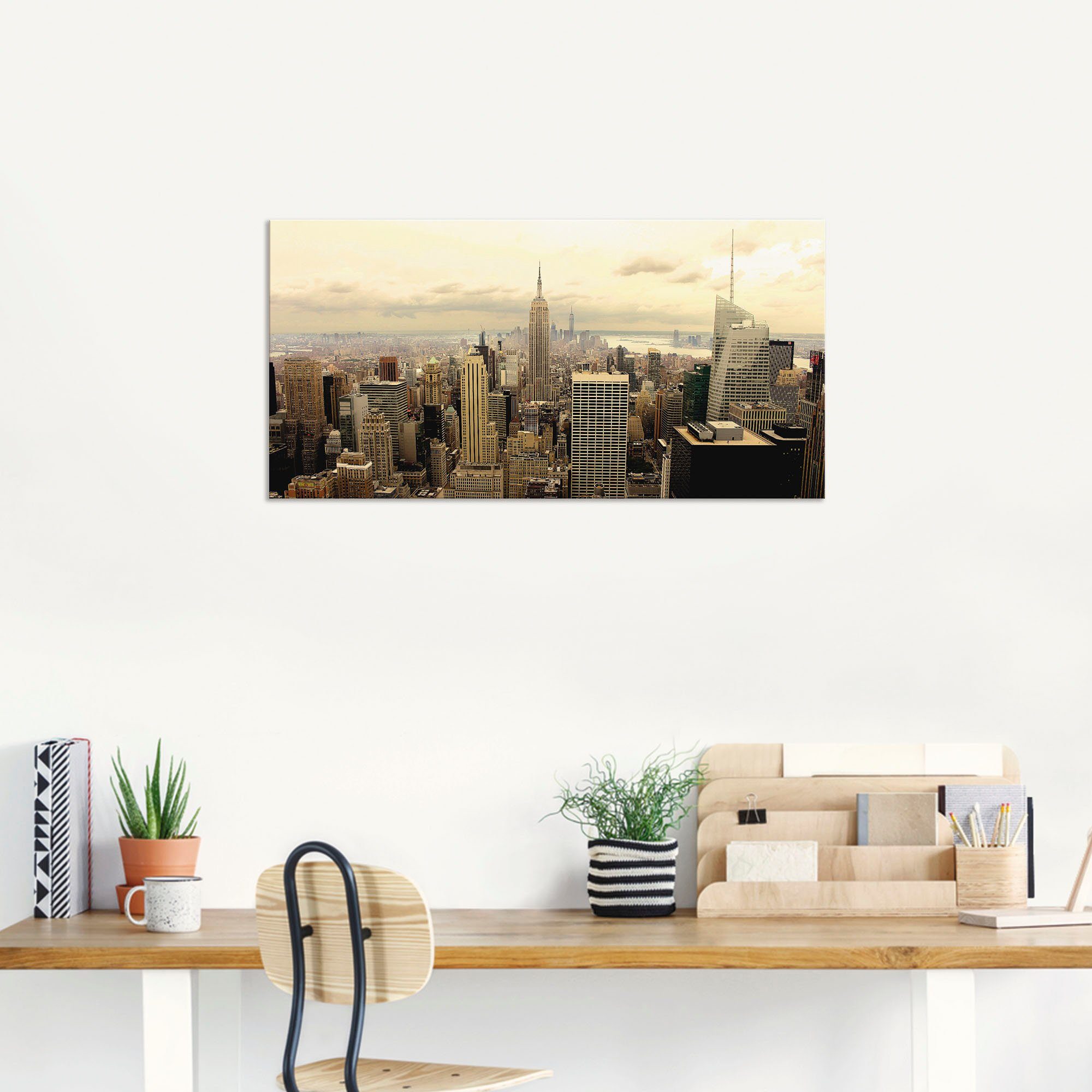 Artland Artprint Skyline Manhattan - New York als artprint van aluminium, artprint voor buiten, artprint op linnen, poster, muursticker