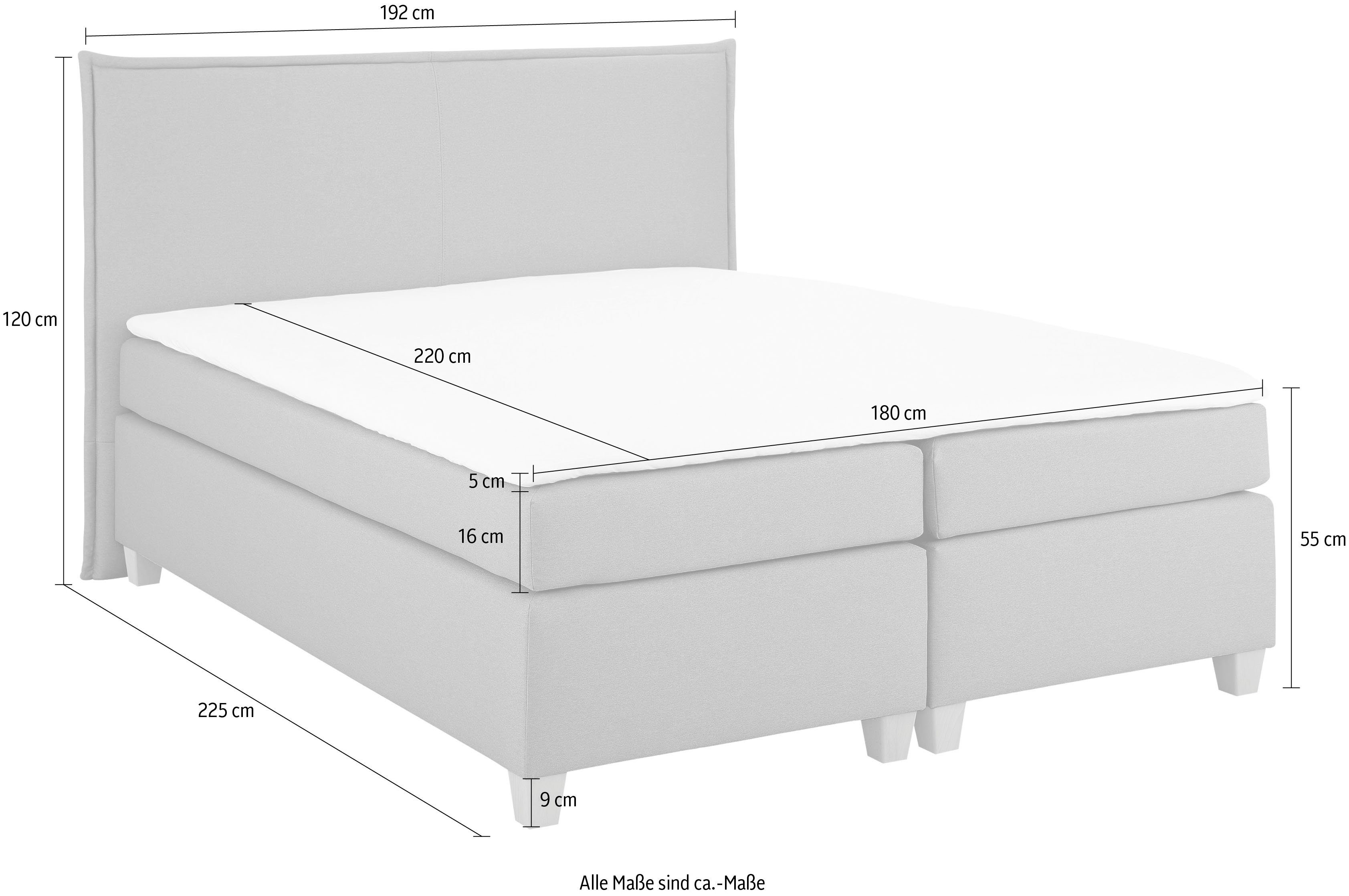 Home affaire Boxspring Houssay incl. topmatras, 5 breedtes, 2 hardheden ook in extra lang 220 cm
