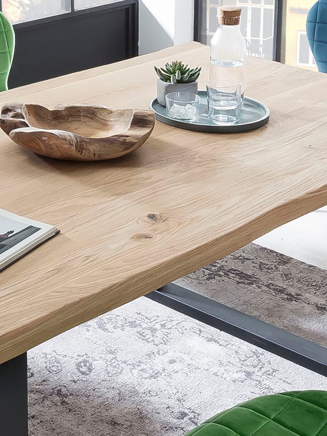 SIT Eettafel Tops&Tables met tafelblad van wildeiken, met boomstamrand, vintage