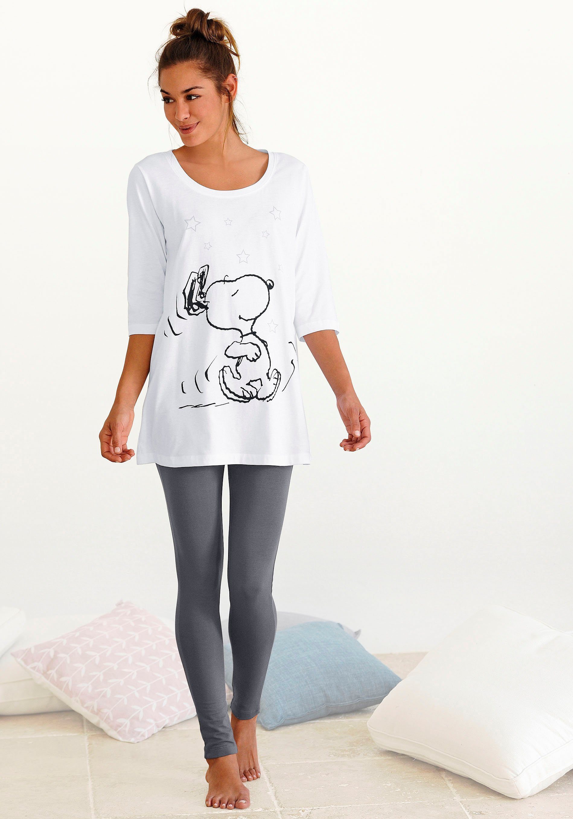 Peanuts Pyjama met legging en casual shirt met snoopy-print (2-delig, 1 stuk)