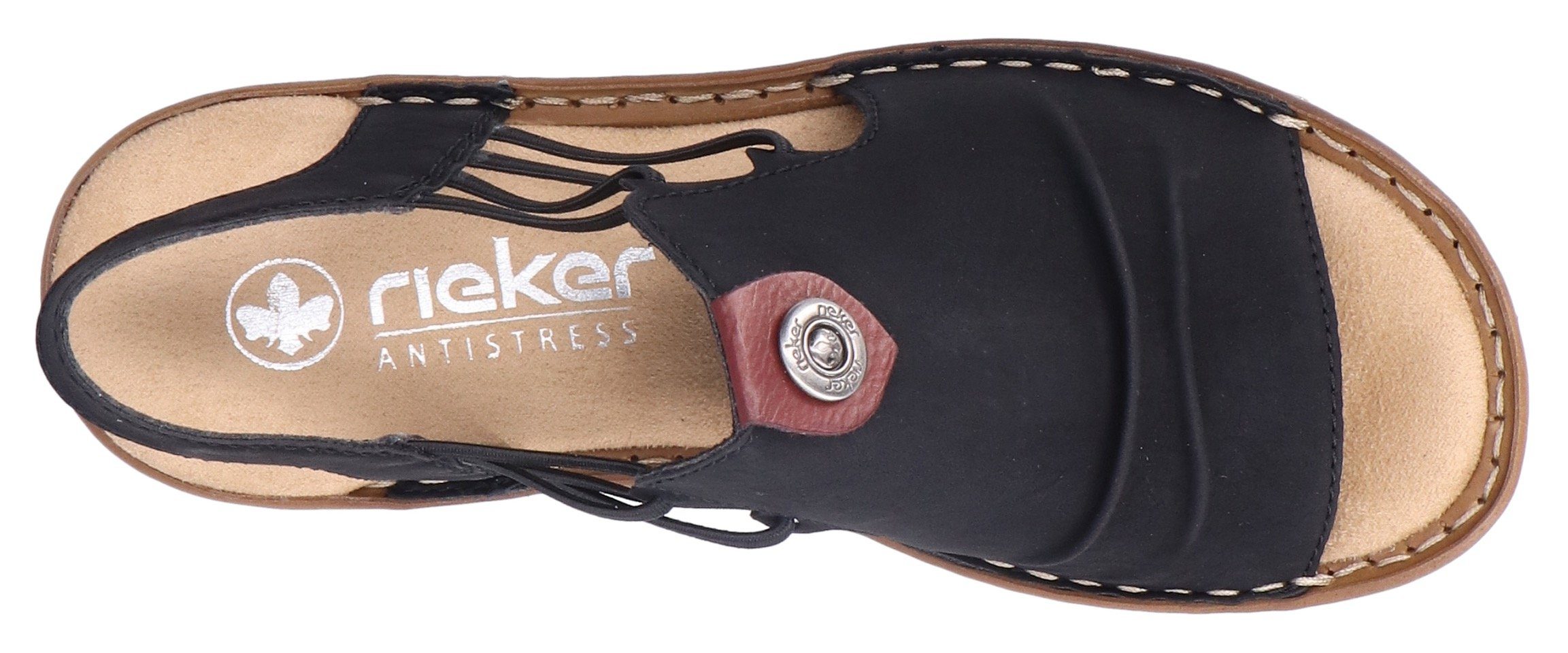 Rieker Sandalen , zomerschoen, sandaal, sleehak, met elastiek voor perfecte pasvorm