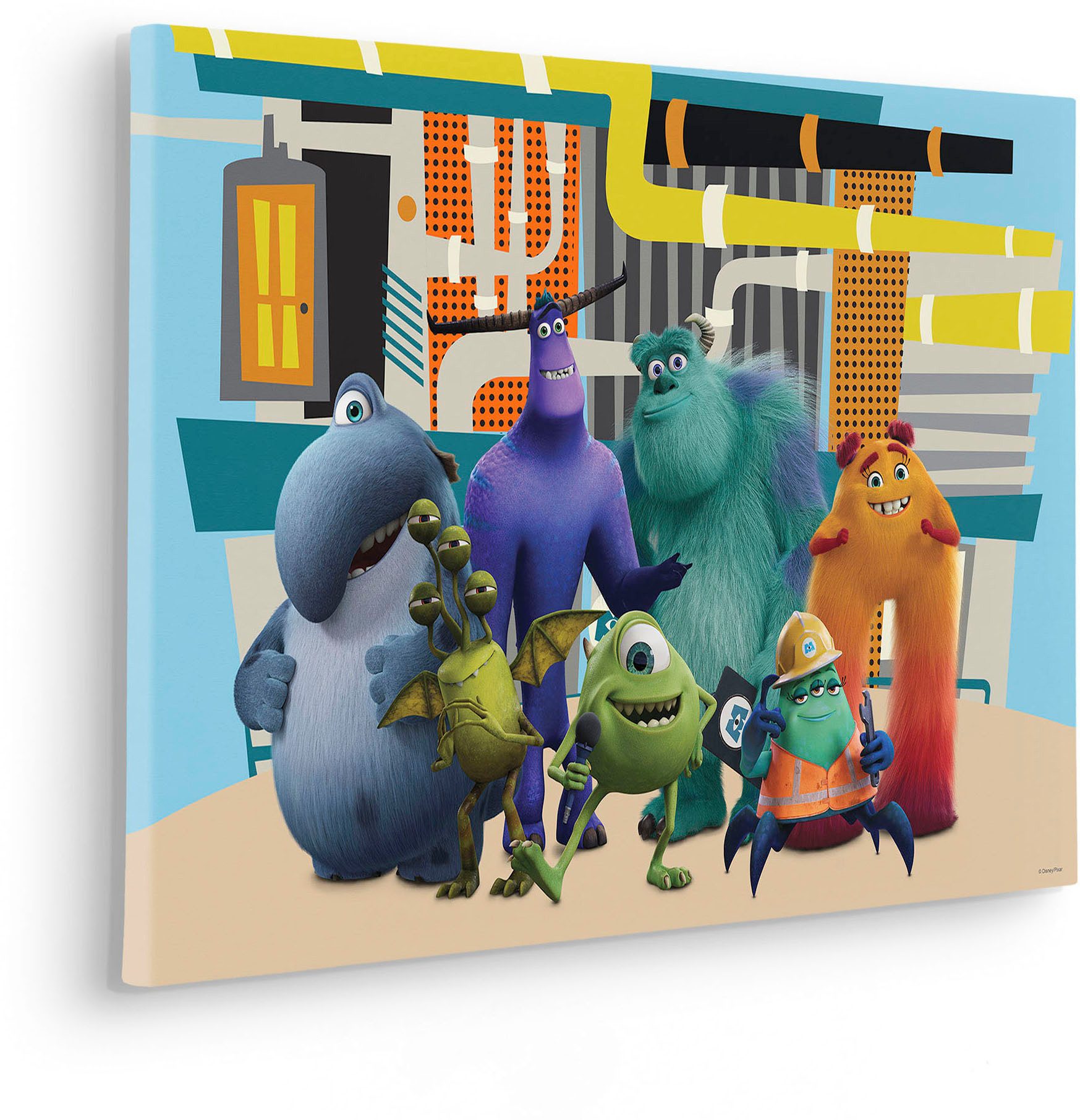 Komar Artprint op linnen Monsters at Work - Afmeting 40 x 60 cm Canvasdoek met echt houten frame, kinderkamer (1 stuk)
