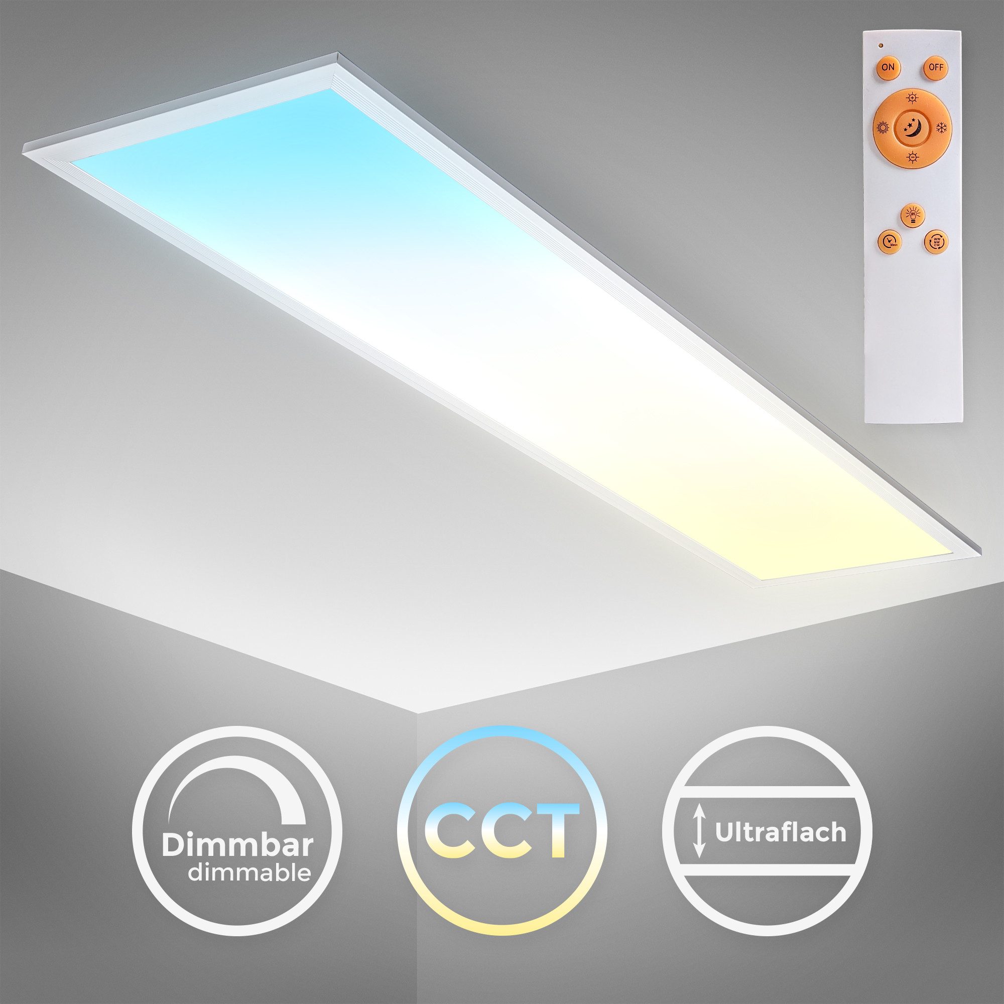 B.K.Licht Led-plafondlamp BKL1326 LED plafondlamp met afstandsbediening, ultra dun, LED paneel