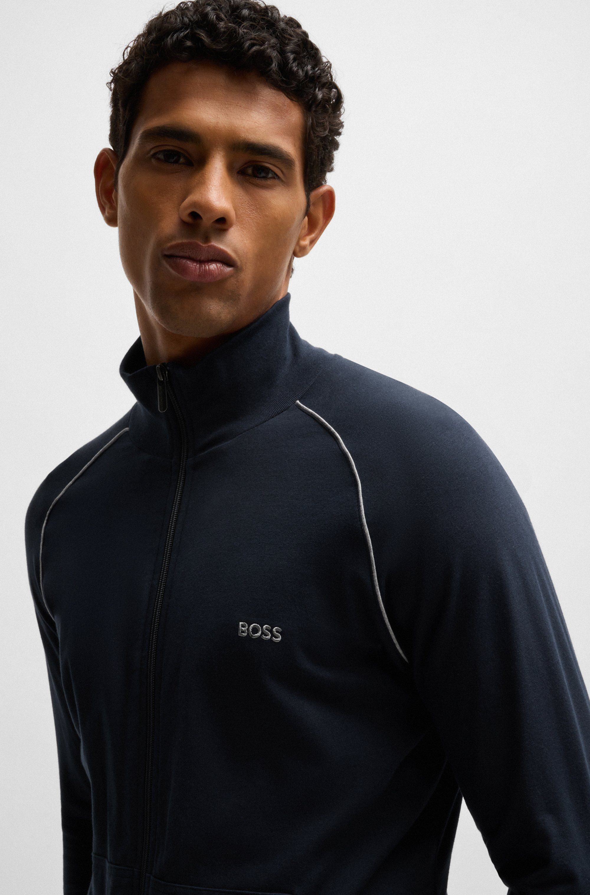 BOSS Sweatvest Mix&Match Jacket Z met contrastnaad op de mouw