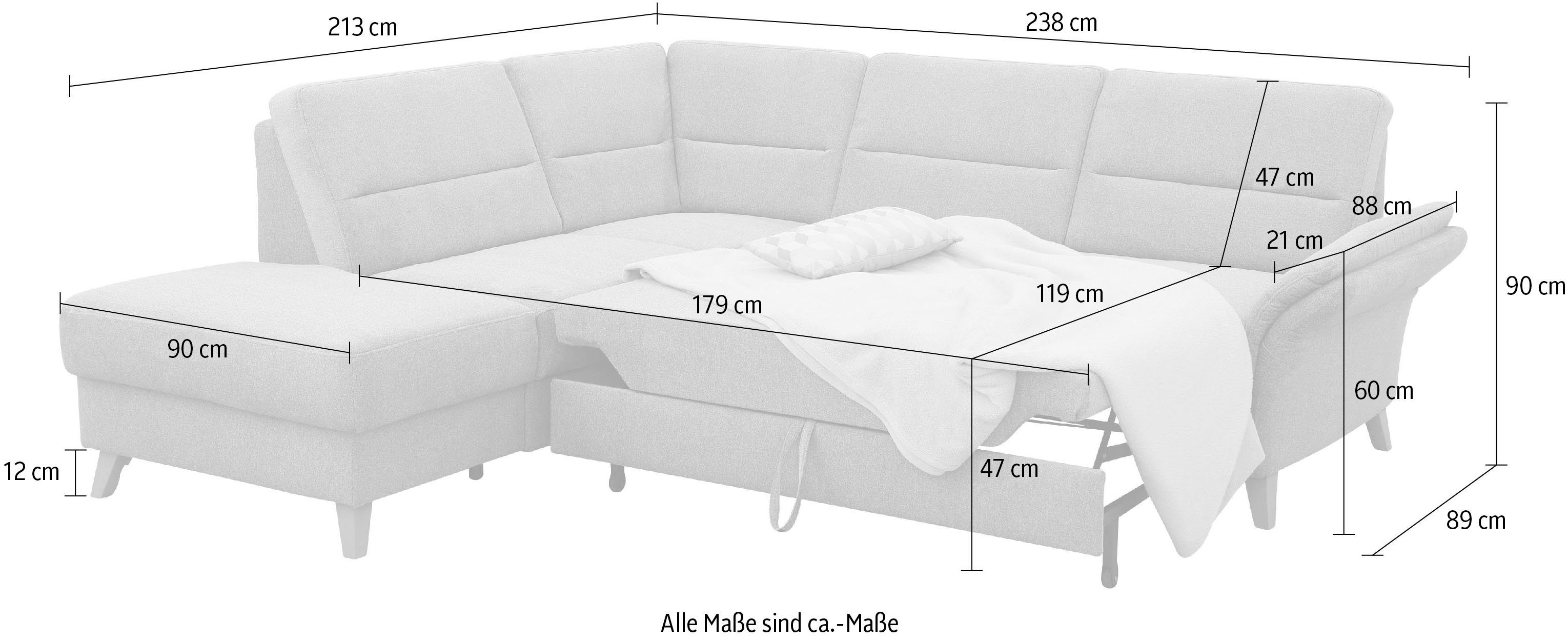 Home affaire Hoekbank Westerland L-vorm Binnenveringsinterieur, naar keuze met slaapfunctie, bedkist