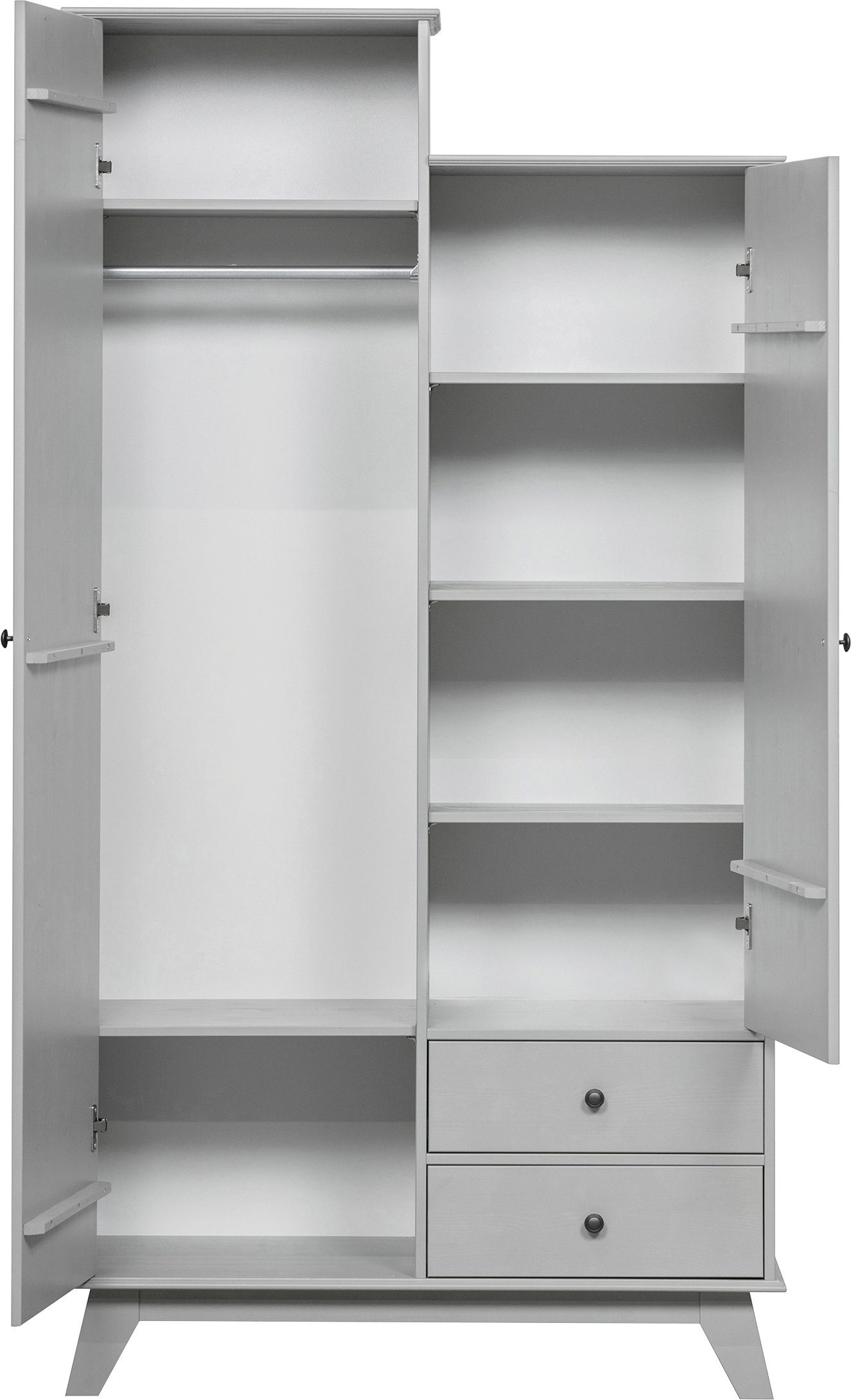 WOOOD Kledingkast Lily massief dennenhout, met kledingstang, h 190 cm x b 98 cm