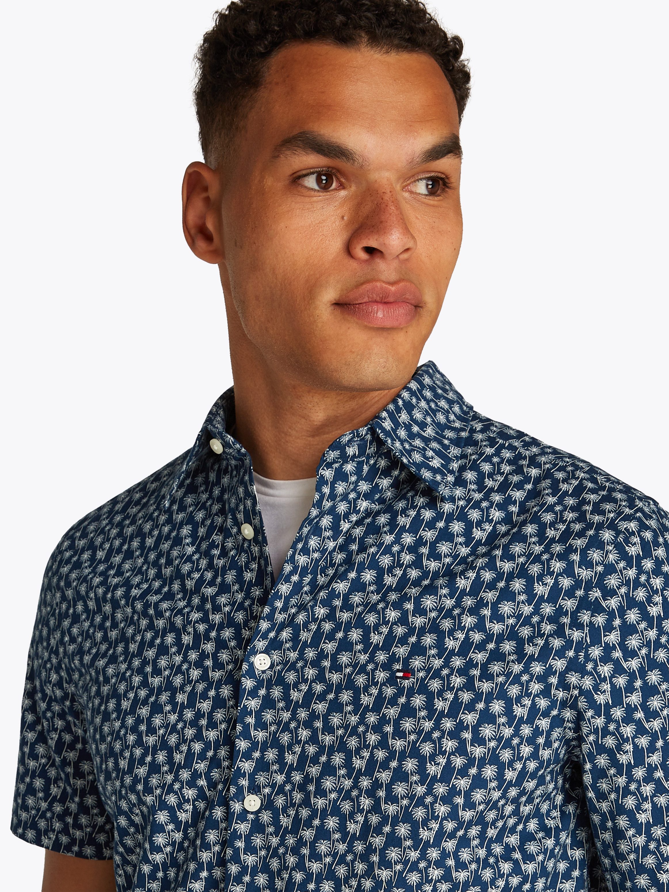 Tommy Hilfiger Overhemd met korte mouwen FLEX POPLIN PALM SS SF SHIRT