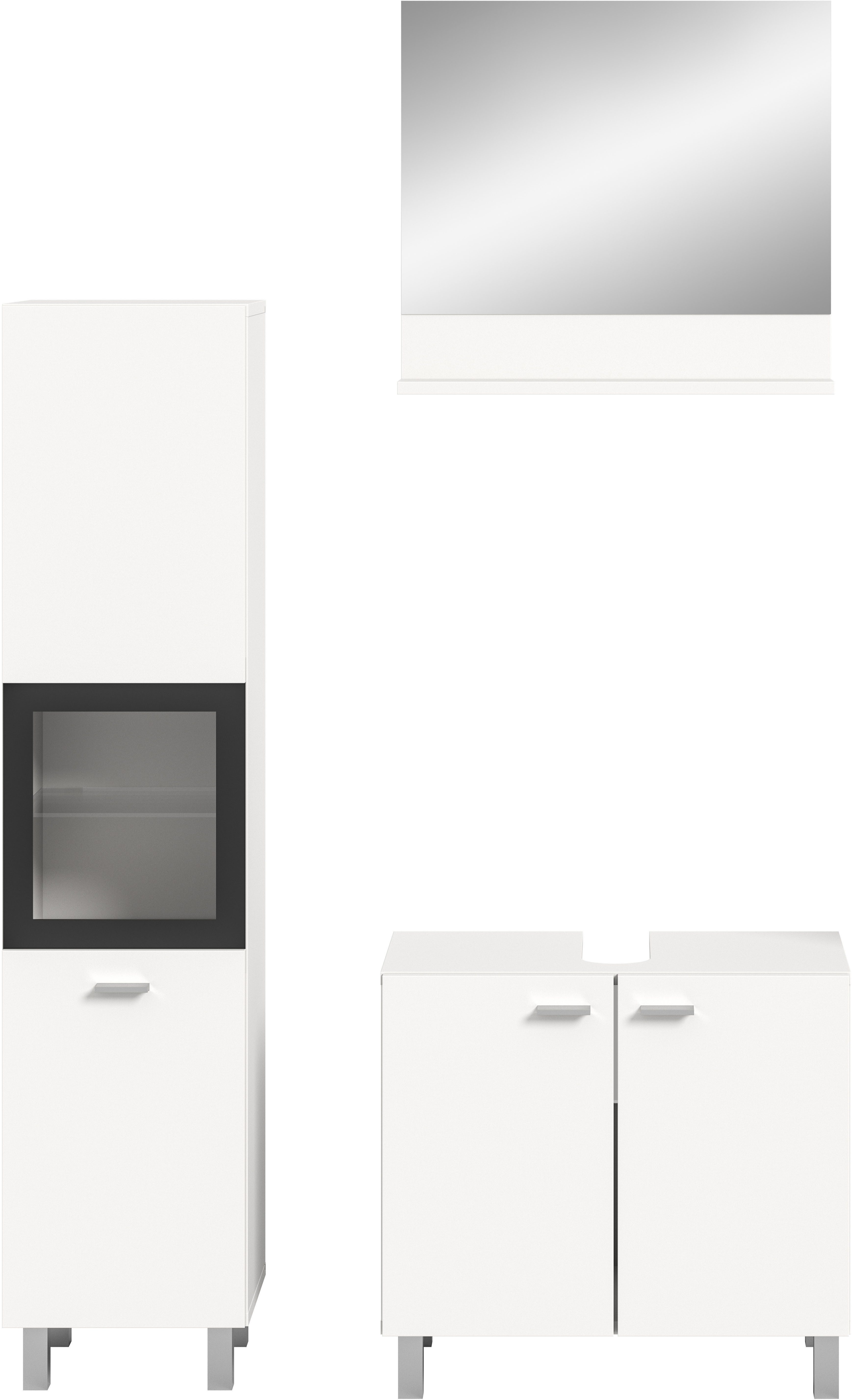 welltime Badmeubelset Tampa, breedte 102cm, 3-delig Wastafelonderkast, spiegel, hoge kast (3 stuks)