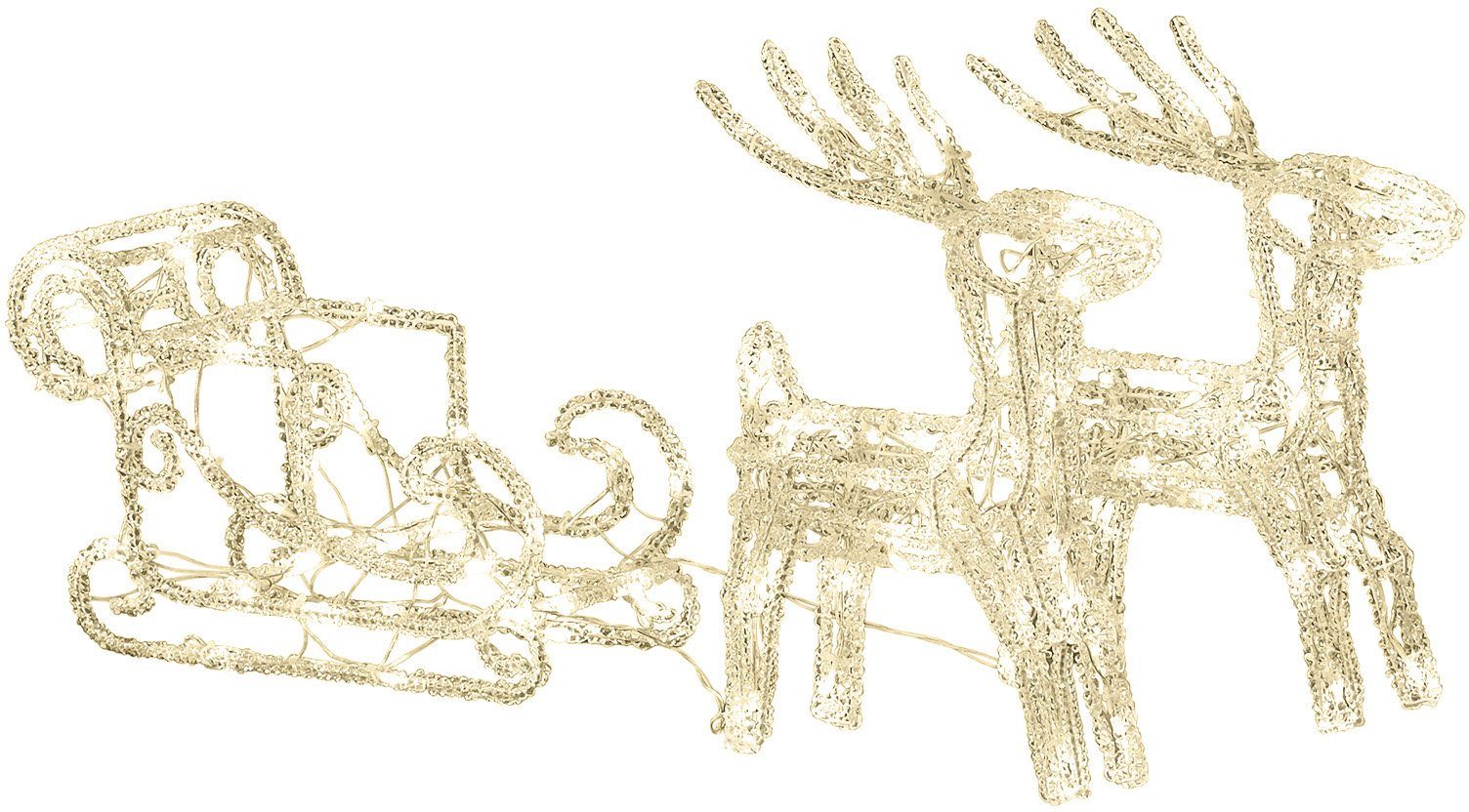 KONSTSMIDE Kerstfiguur Kerstversiering buiten Led acryl-set "Slee met 2 rendieren", 96 warmwitte dioden (1 stuk)