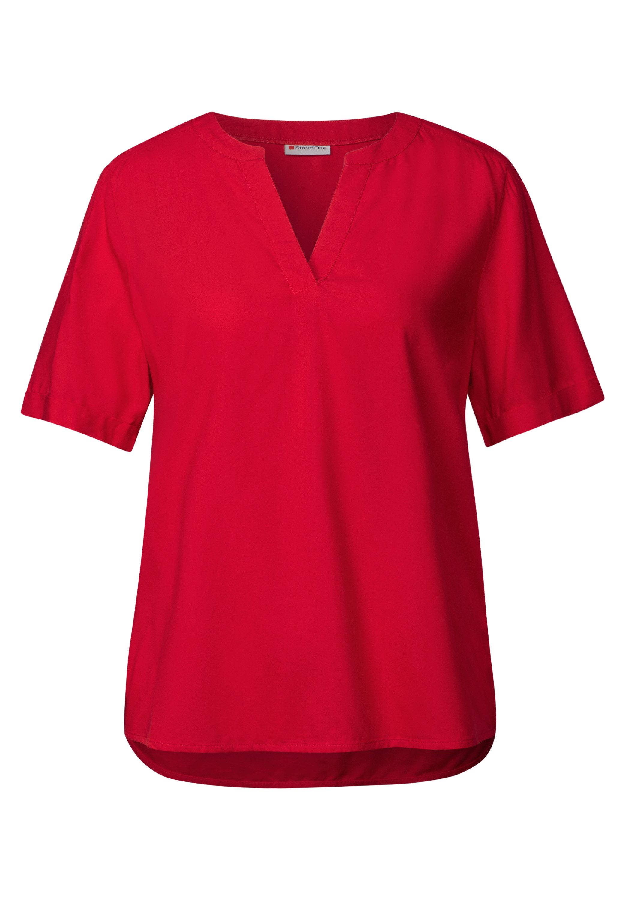 STREET ONE Blouse met korte mouwen met ingesneden ronde hals