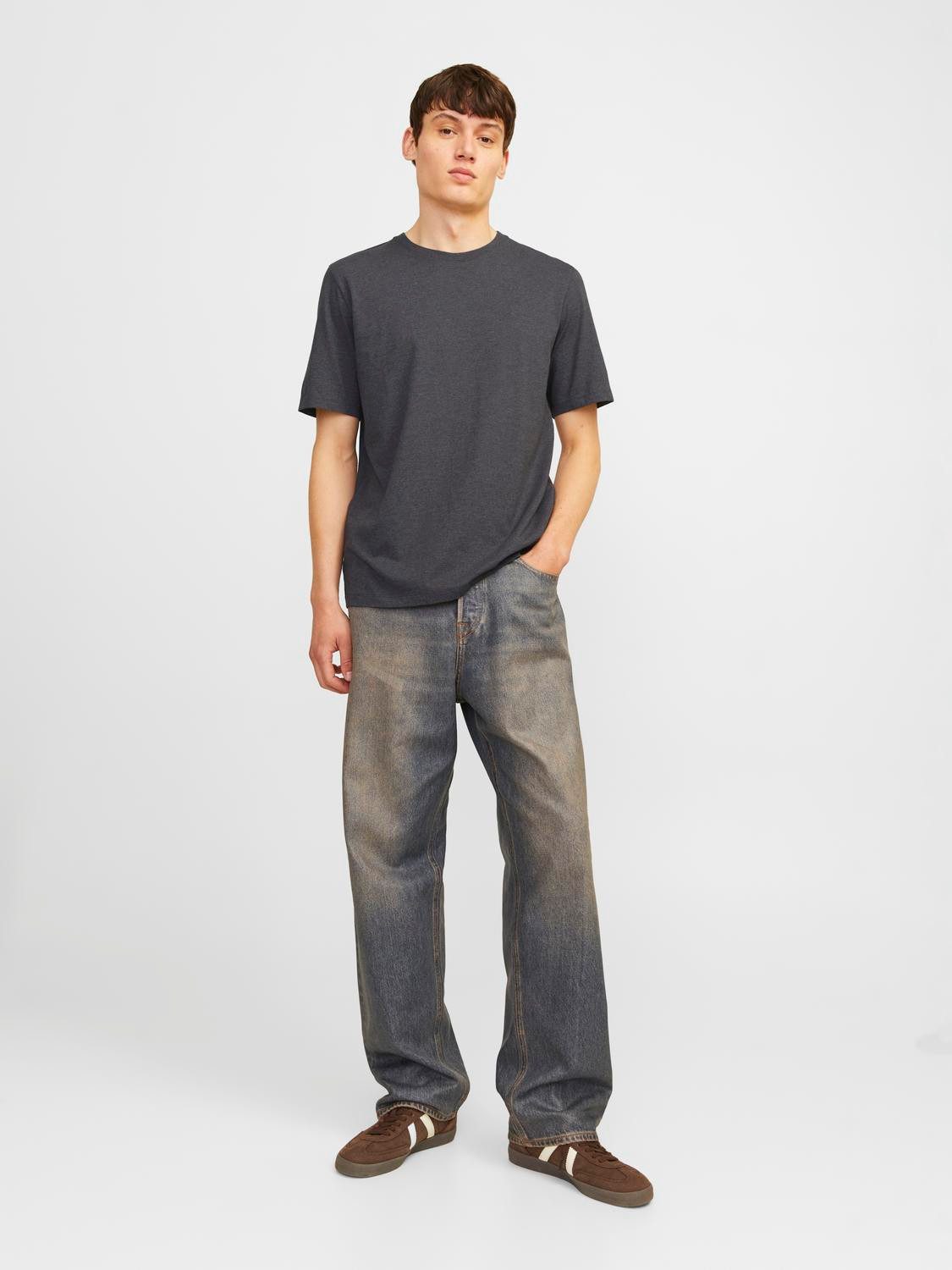 Jack & Jones Shirt met ronde hals JJEORGANIC MELANGE TEE SS O-NECK NOOS