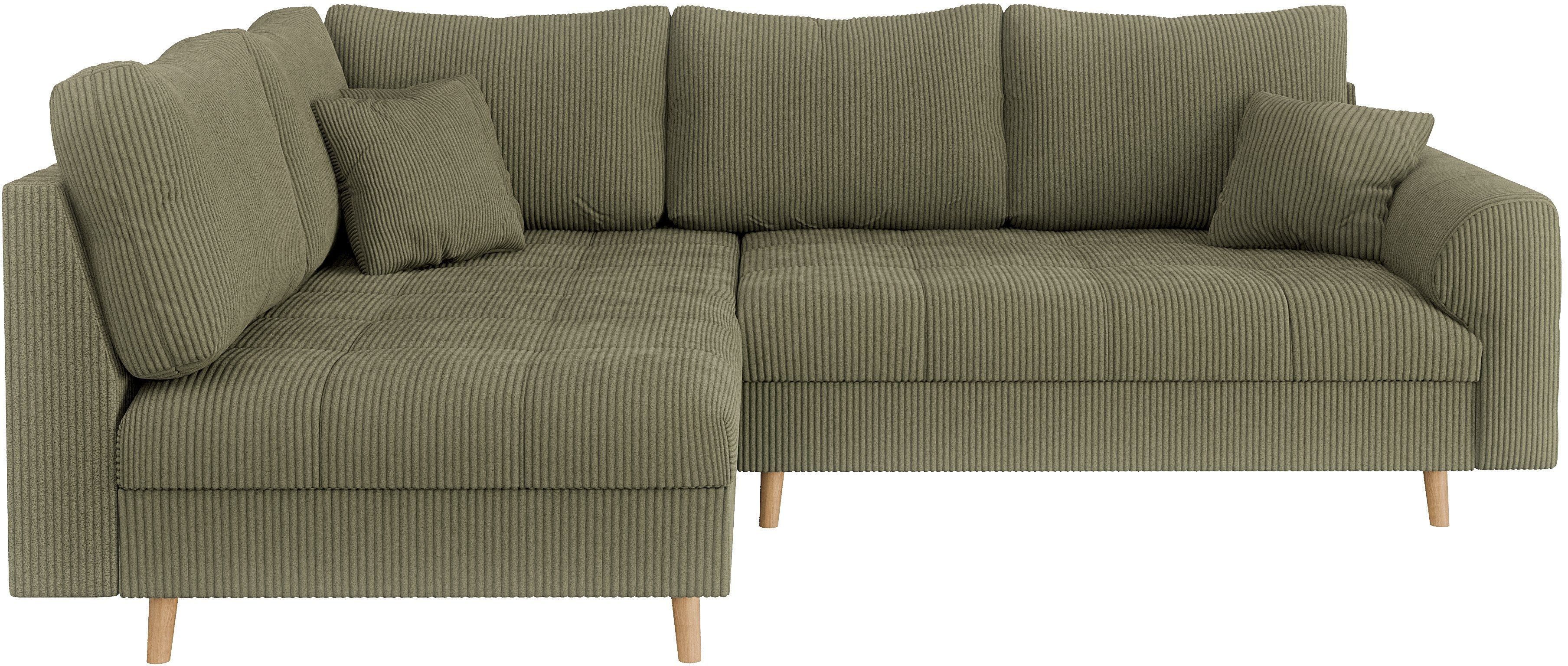 Home affaire Hoekbank CHARRE L-vorm met ottomane, afmetingen B/D/H: 231/161/81 cm fijne stiksels, losse rug- en sierkussens, ook in cord en bouclé