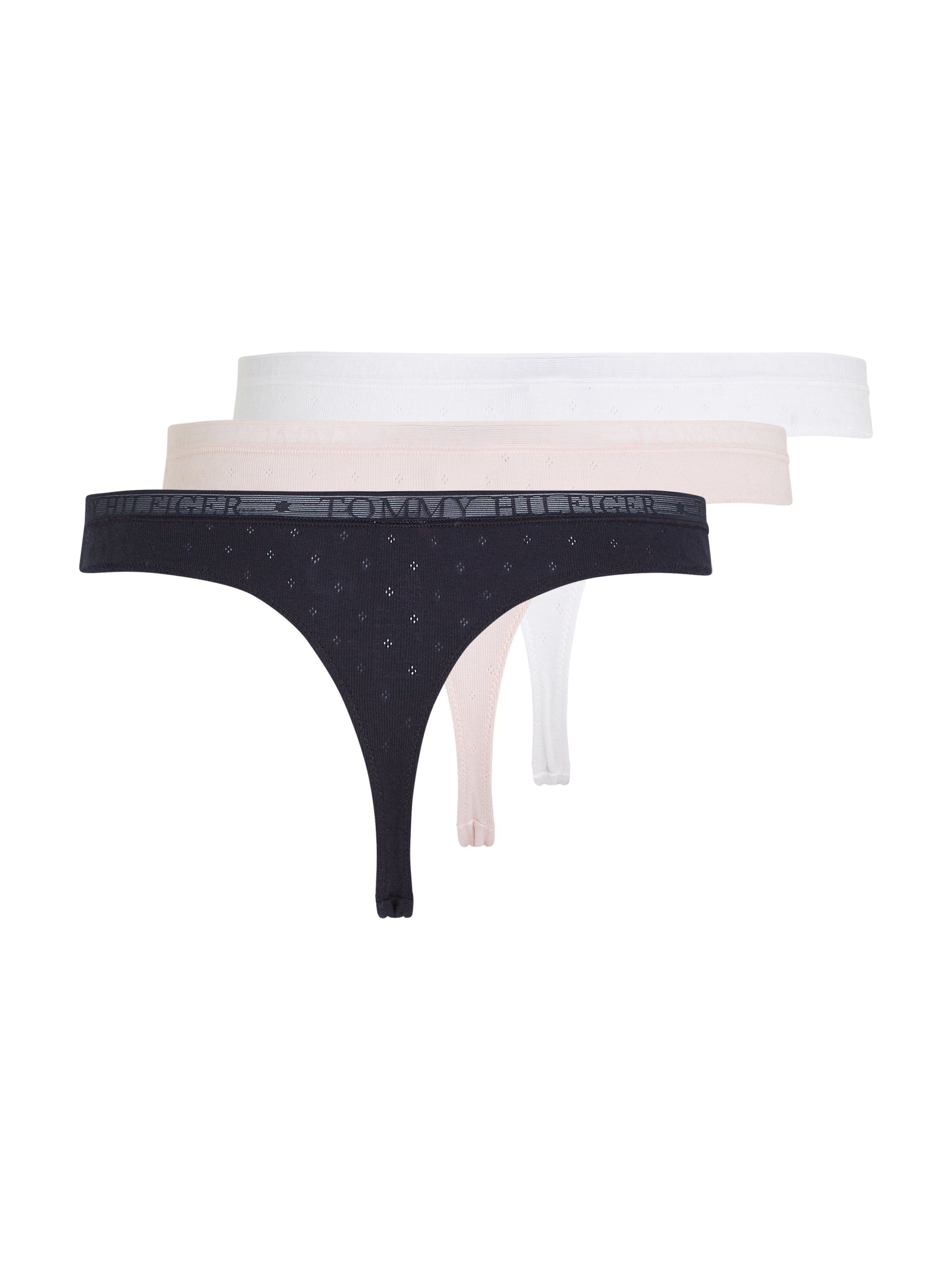 Tommy Hilfiger Underwear Slip 3P THONG subtiel gemusterd, logo-inscriptie (3 stuks)
