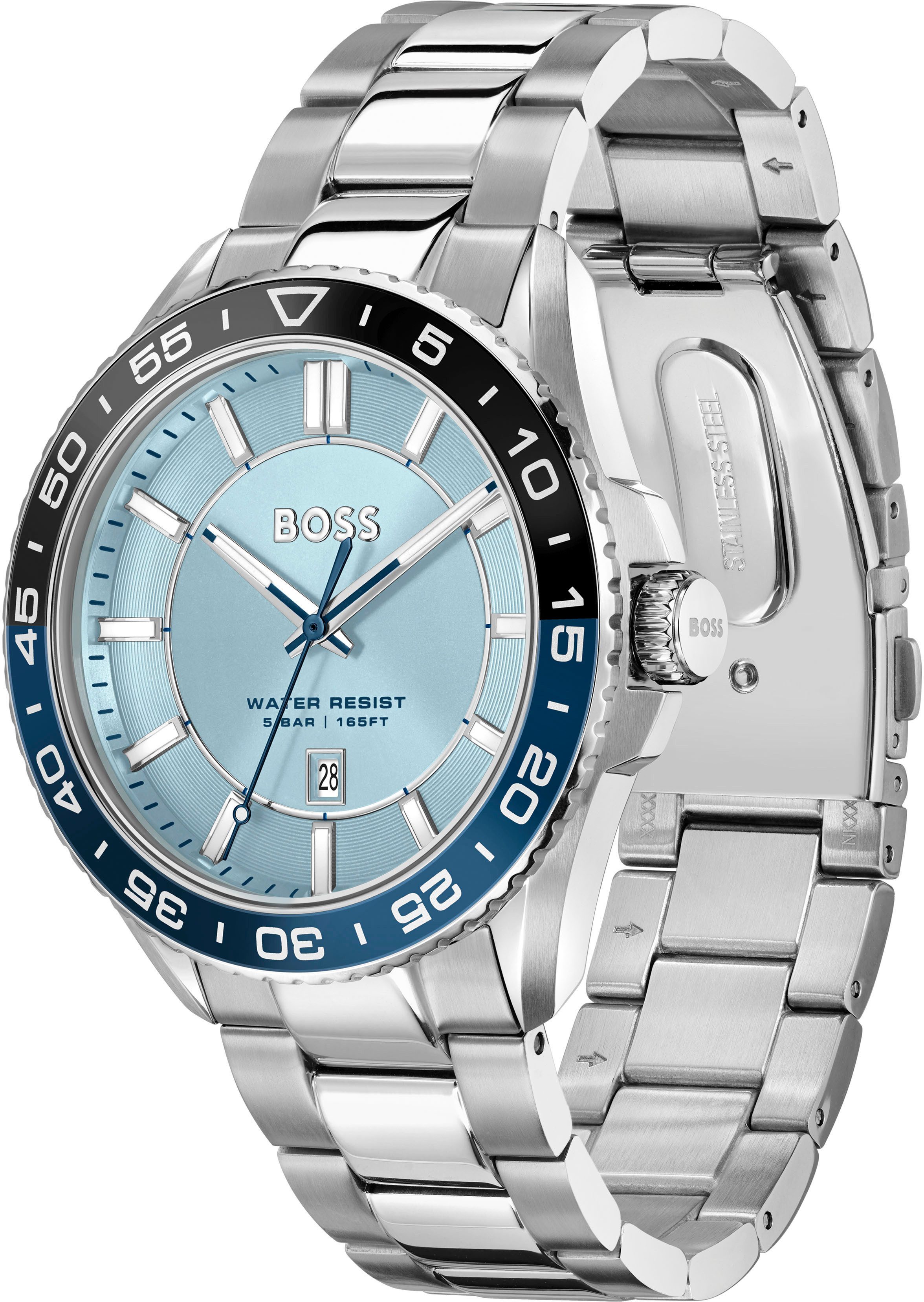 Boss Kwartshorloge Runner 3H Horloge, herenhorloge, stalen band, analoog, dag