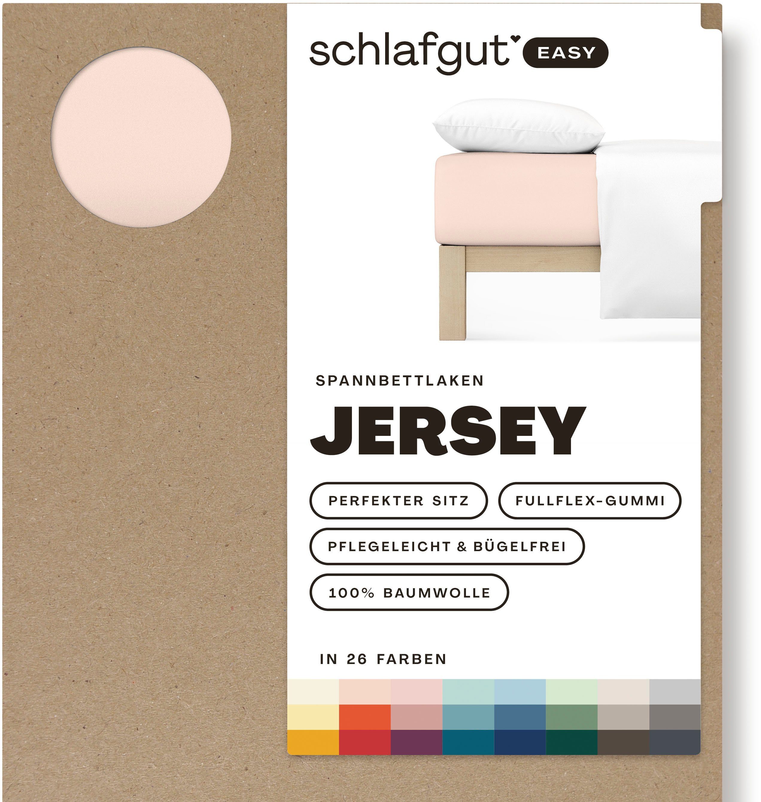 Schlafgut Hoeslaken EASY van 100% katoen, zacht & absorberend, merk-beddengoed voor matrassen tot 22 cm hoogte, in 90x200, 140x200 of 180x200 cm (1